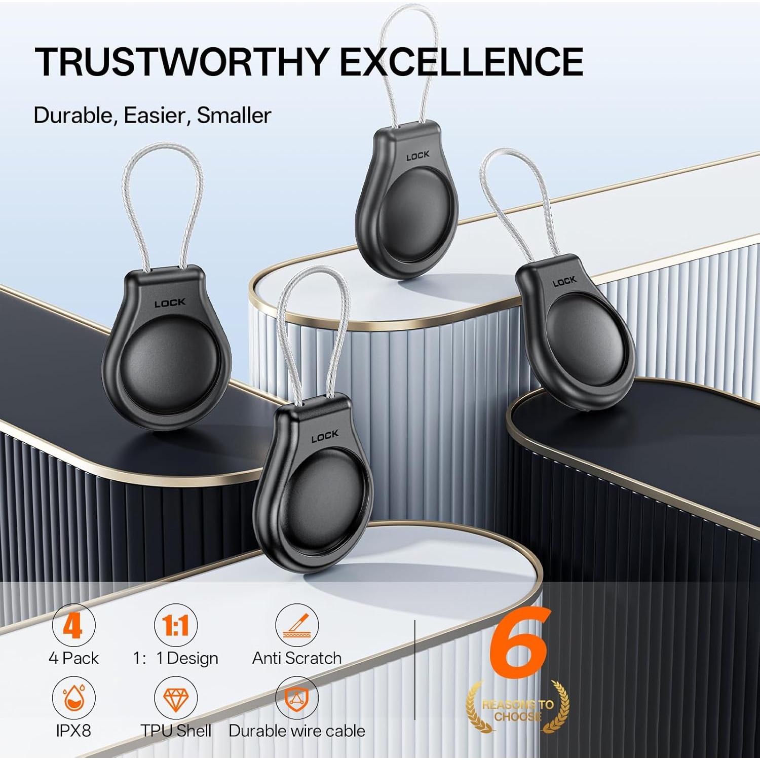 Soporte impermeable para AirTag Gotubiim - 4 Pack, negro