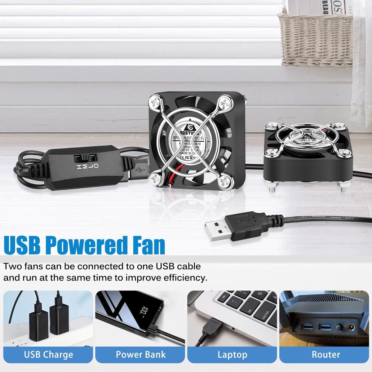 Ventiladores USB GDSTIME 40mm Silenciosos 2-Pack 5V DC