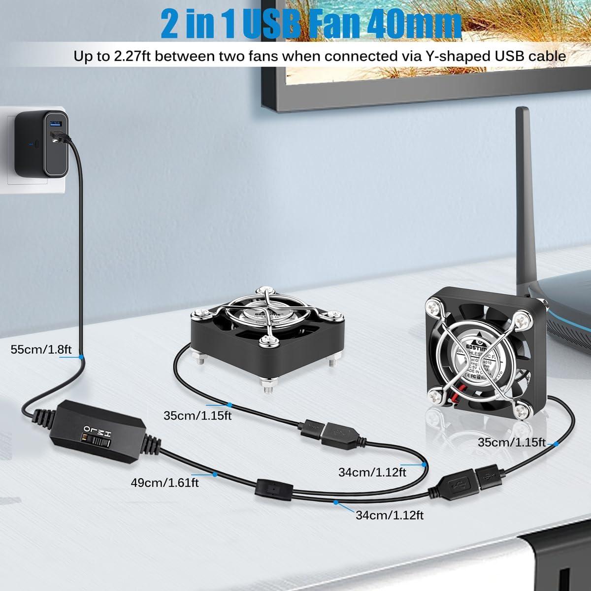 Ventiladores USB GDSTIME 40mm Silenciosos 2-Pack 5V DC