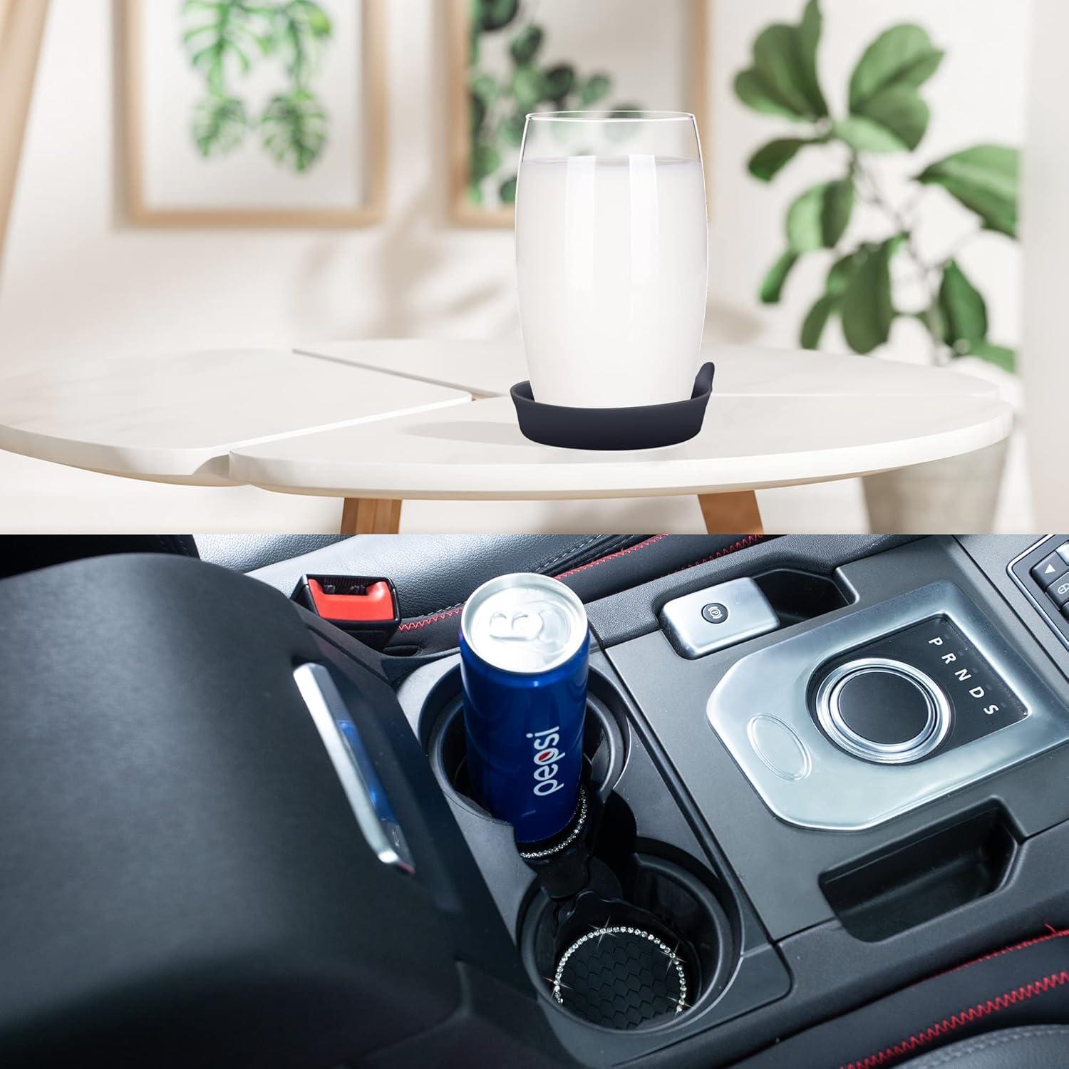 Soporte de Vaso para Coche Amooca 2 Paquete Antideslizante Negro