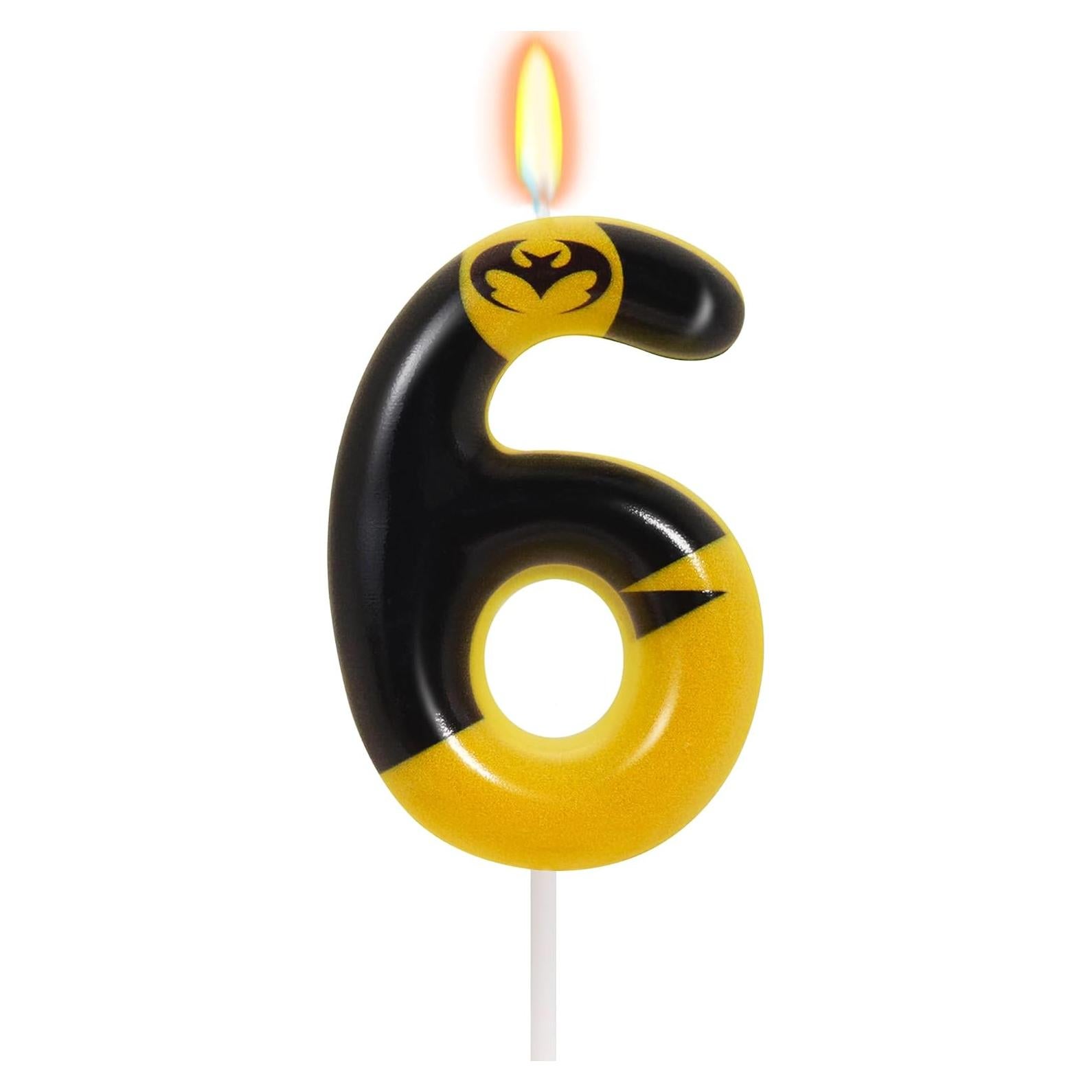 Vela de Cumpleaños Número 6 Murciélago OGnomiFX Decorativa