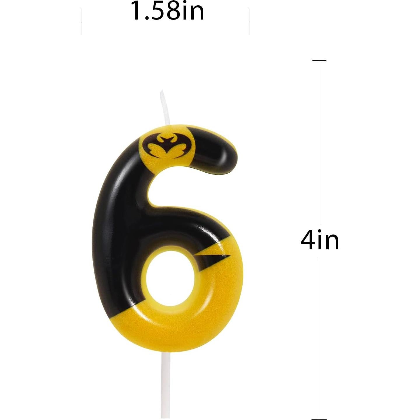 Vela de Cumpleaños Número 6 Murciélago OGnomiFX Decorativa