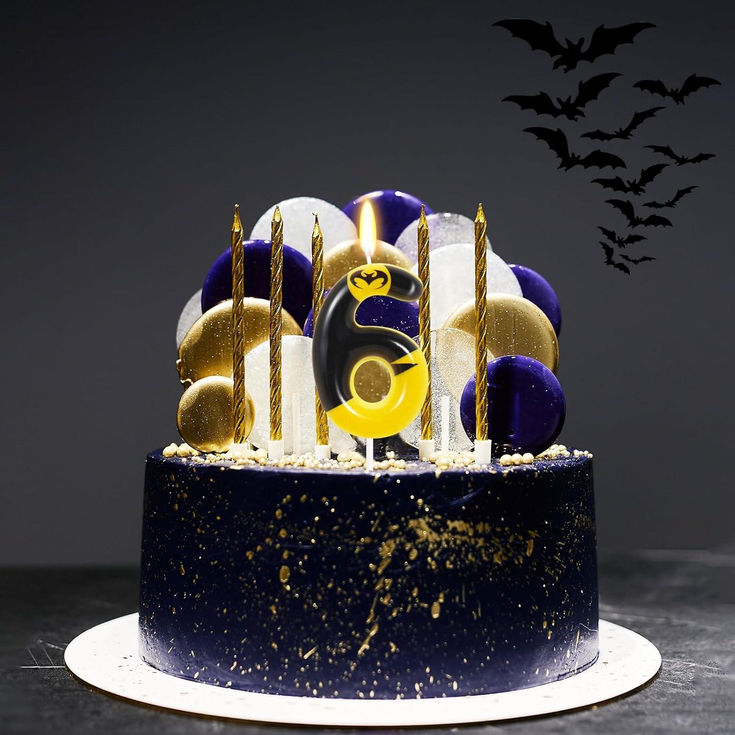 Vela de Cumpleaños Número 6 Murciélago OGnomiFX Decorativa