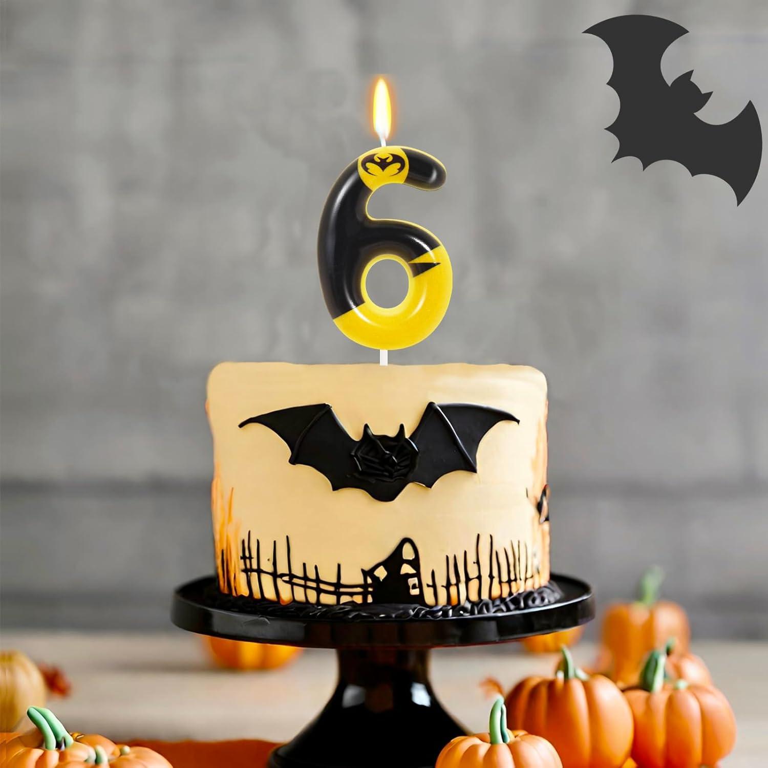 Vela de Cumpleaños Número 6 Murciélago OGnomiFX Decorativa
