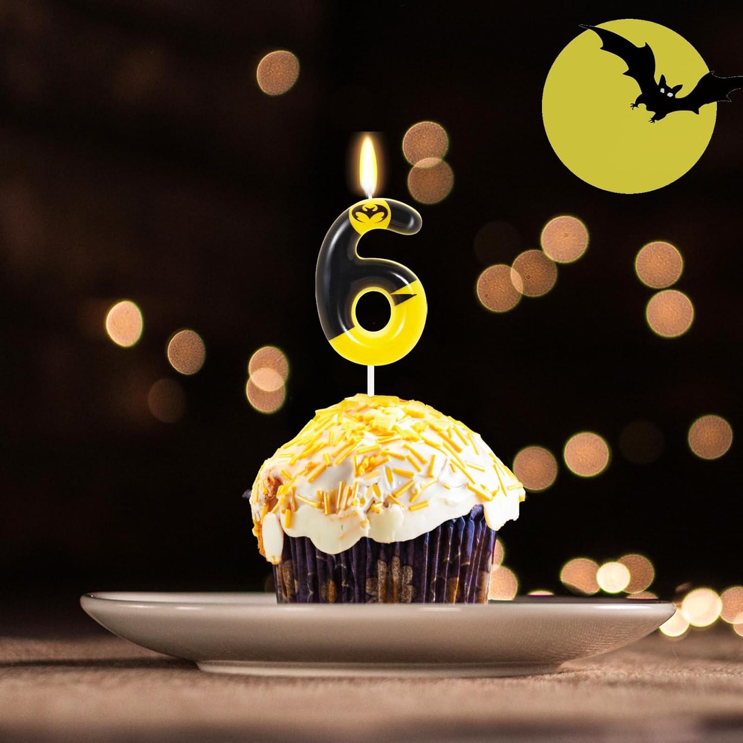 Vela de Cumpleaños Número 6 Murciélago OGnomiFX Decorativa