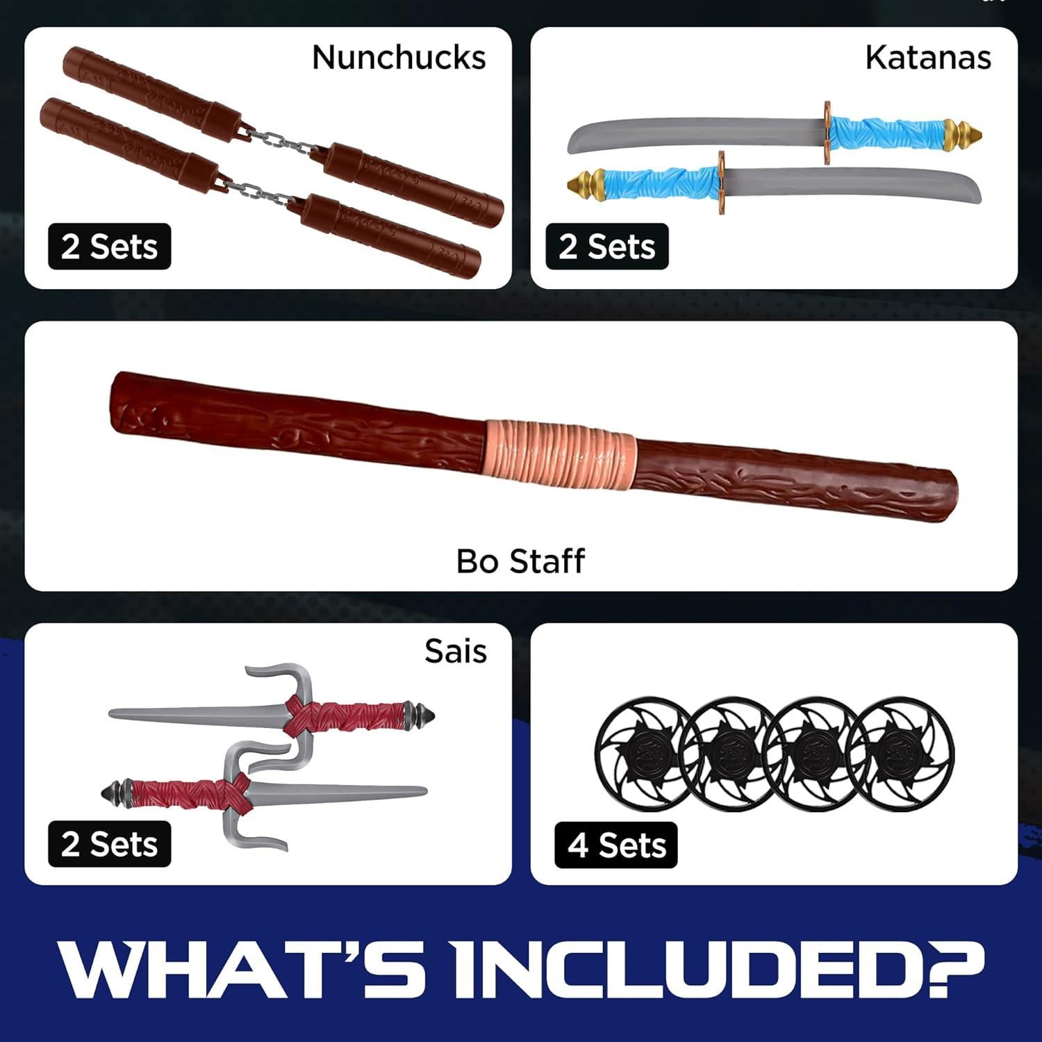 Conjunto de Armas Ninja Liberty Imports 2 Katanas 4 Shuriken
