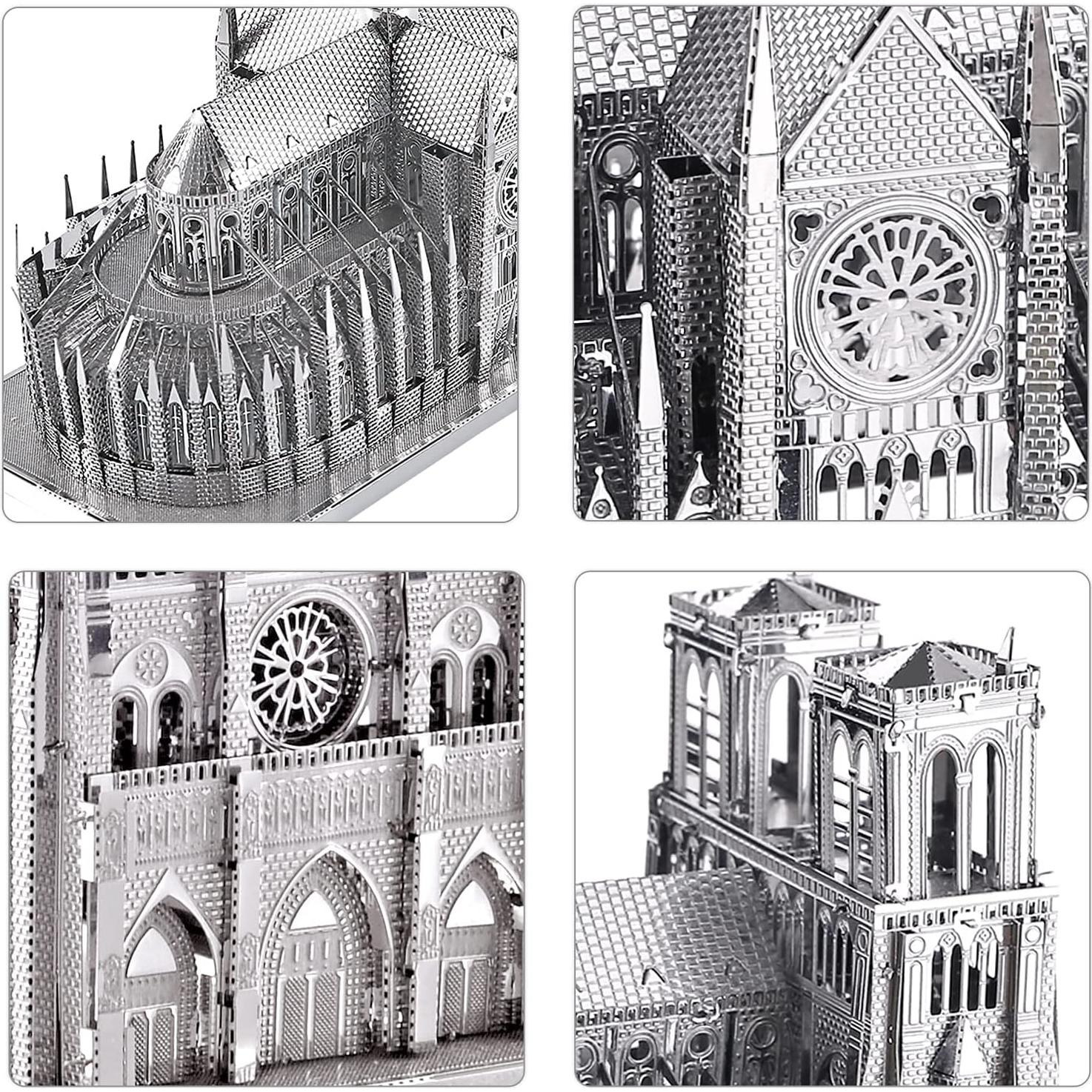 Rompecabezas 3D de Metal Piececool Catedral Notre Dame Plata