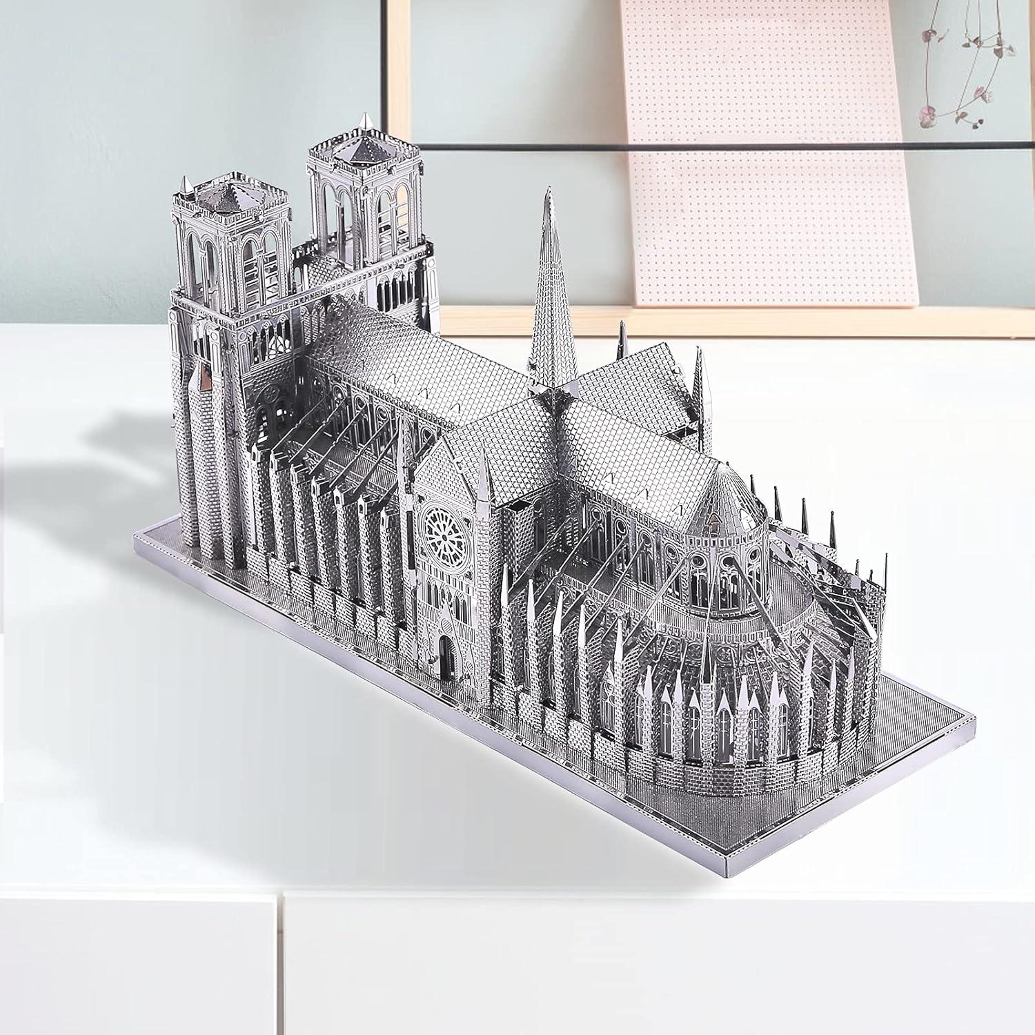 Rompecabezas 3D de Metal Piececool Catedral Notre Dame Plata