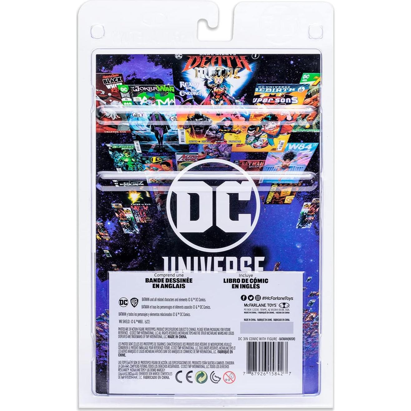 Figura Batman Hush 3" McFarlane Toys DC Direct con cómic