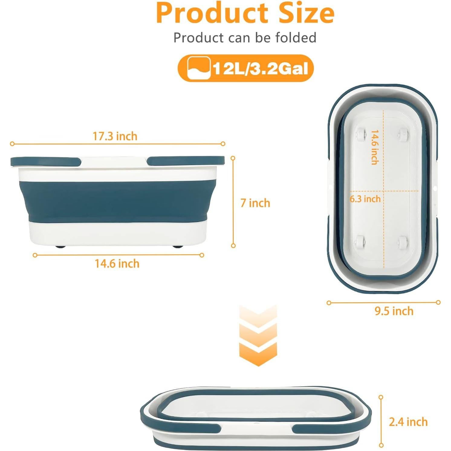 Cubeta Plástica Plegable Goderewild 12L con Ruedas Azul