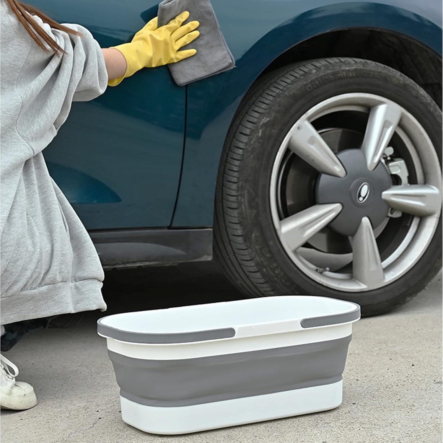 Cubeta Plástica Plegable Goderewild 12L con Ruedas Azul