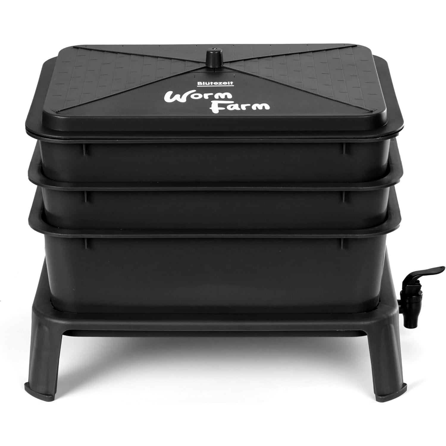 Compostador de Lombrices Blütezeit 3 Bandejas 30L Negro