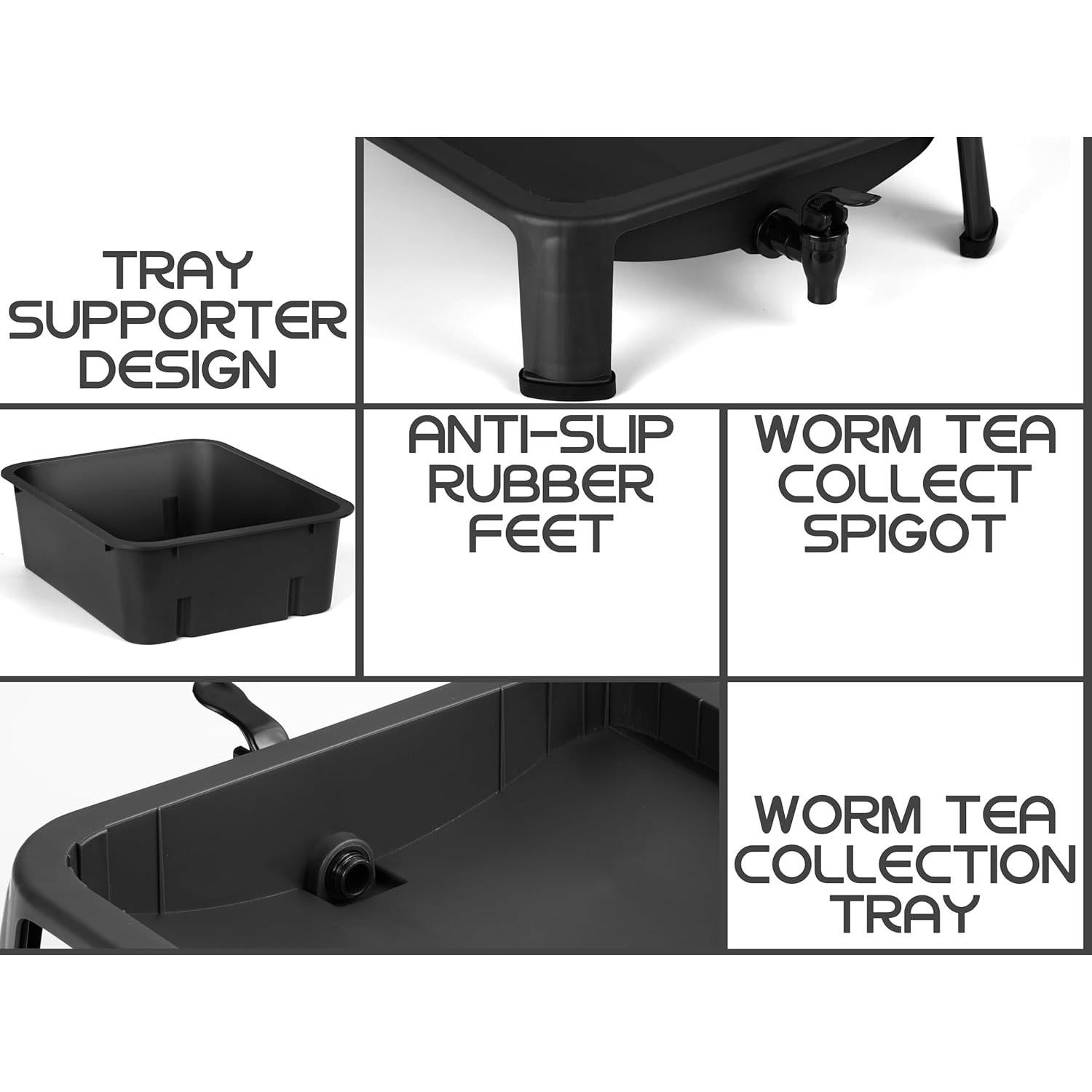 Compostador de Lombrices Blütezeit 3 Bandejas 30L Negro