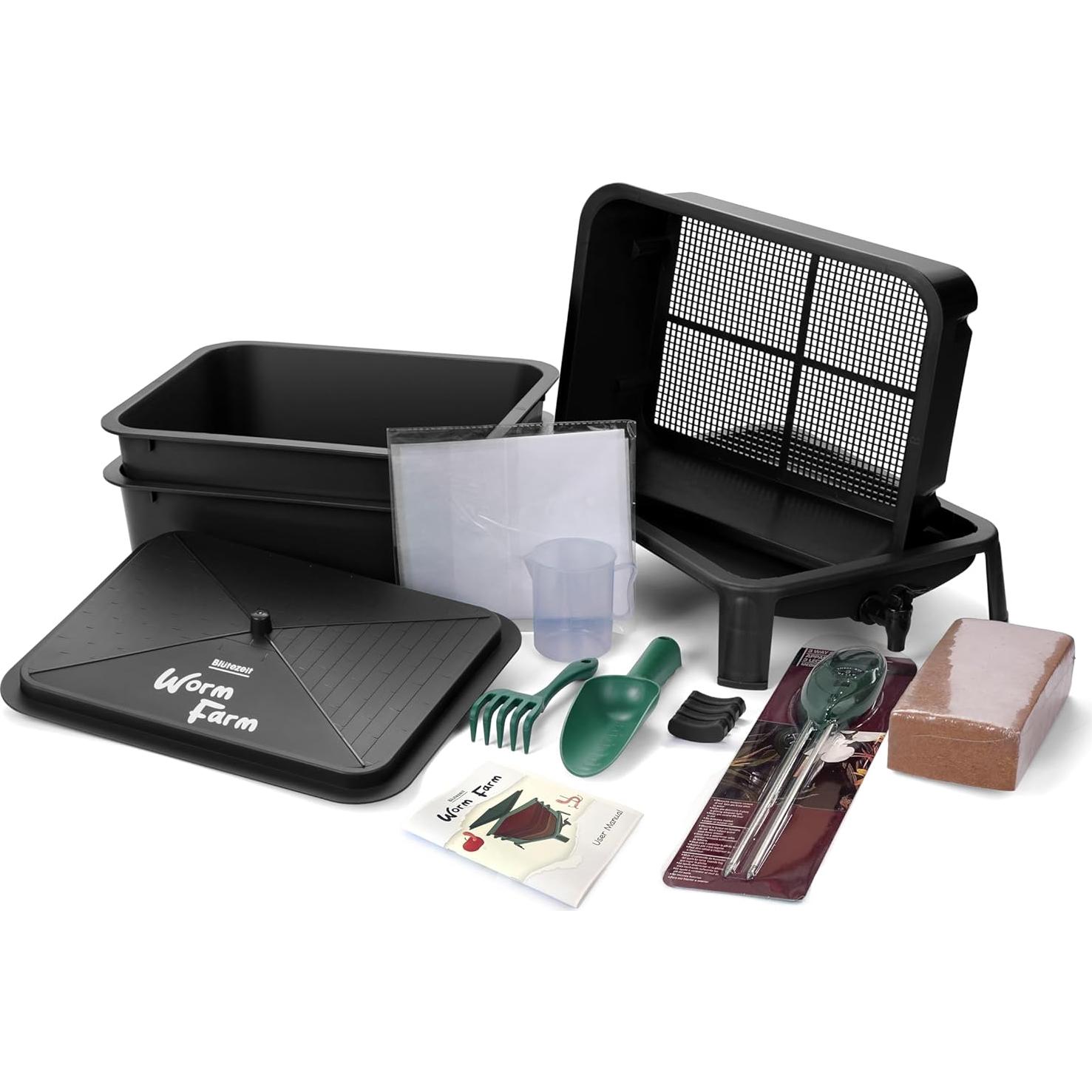 Compostador de Lombrices Blütezeit 3 Bandejas 30L Negro