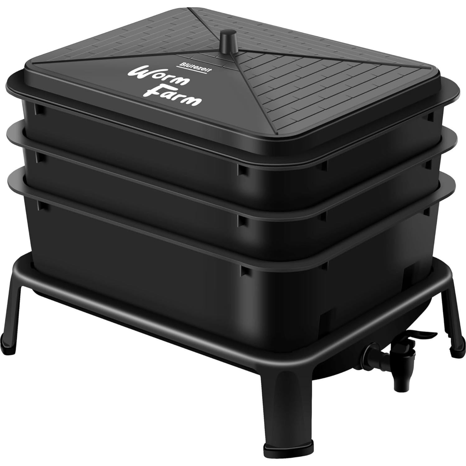 Compostador de Lombrices Blütezeit 3 Bandejas 30L Negro