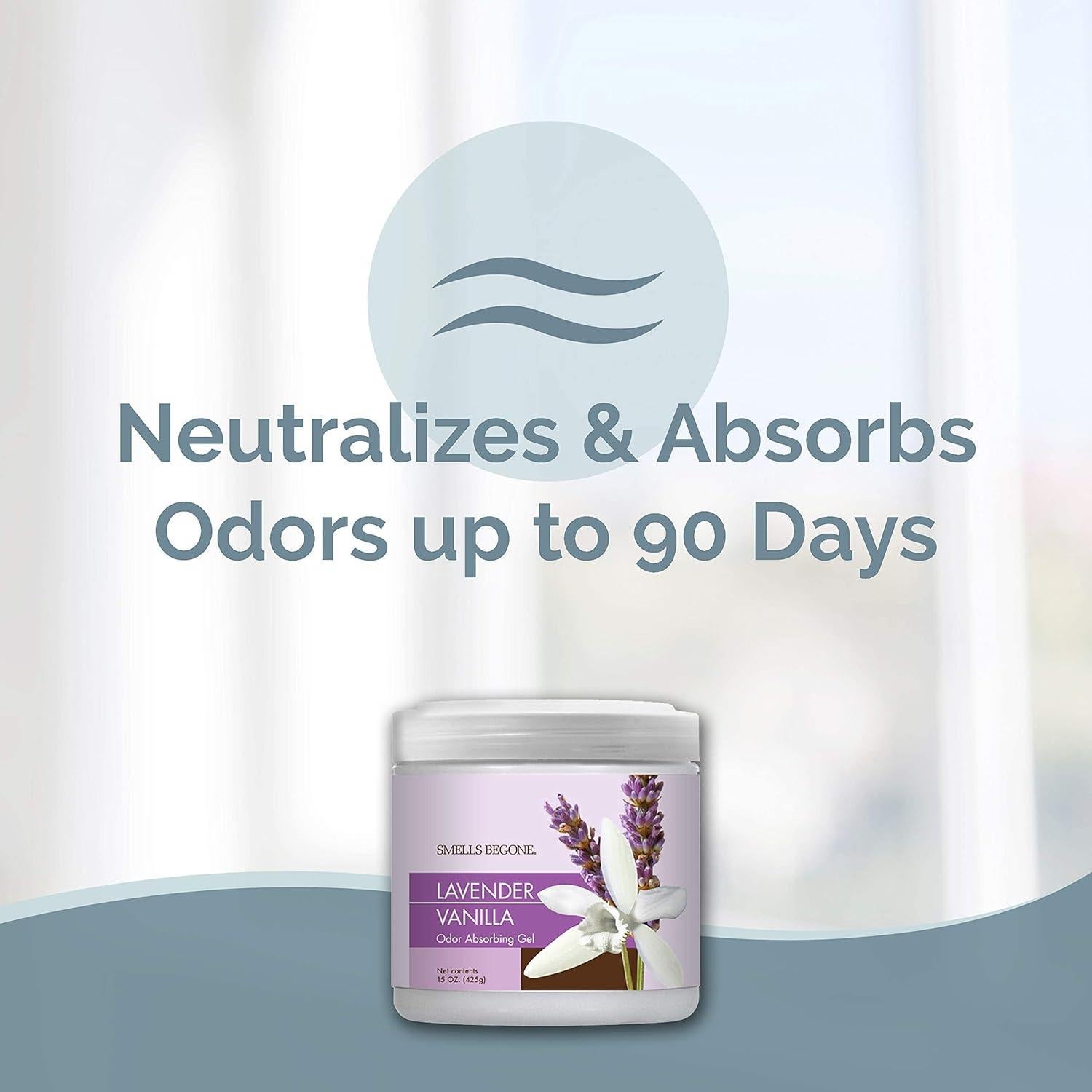 Gel Absorbente de Olores SMELLS BEGONE 425g Lavanda y Vainilla