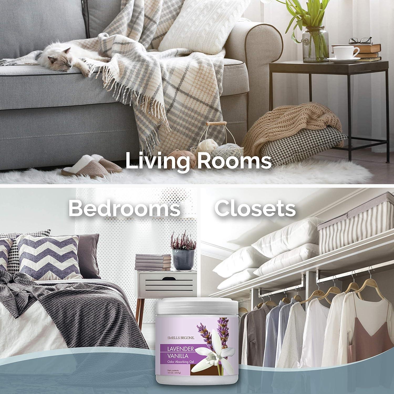 Gel Absorbente de Olores SMELLS BEGONE 425g Lavanda y Vainilla