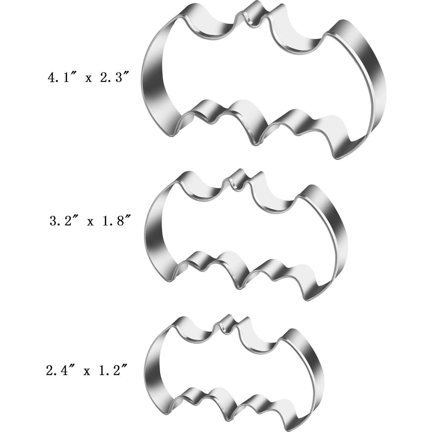 Juego de 3 Cortadores de Galletas Murciélago KSPOWWIN Acero Inoxidable