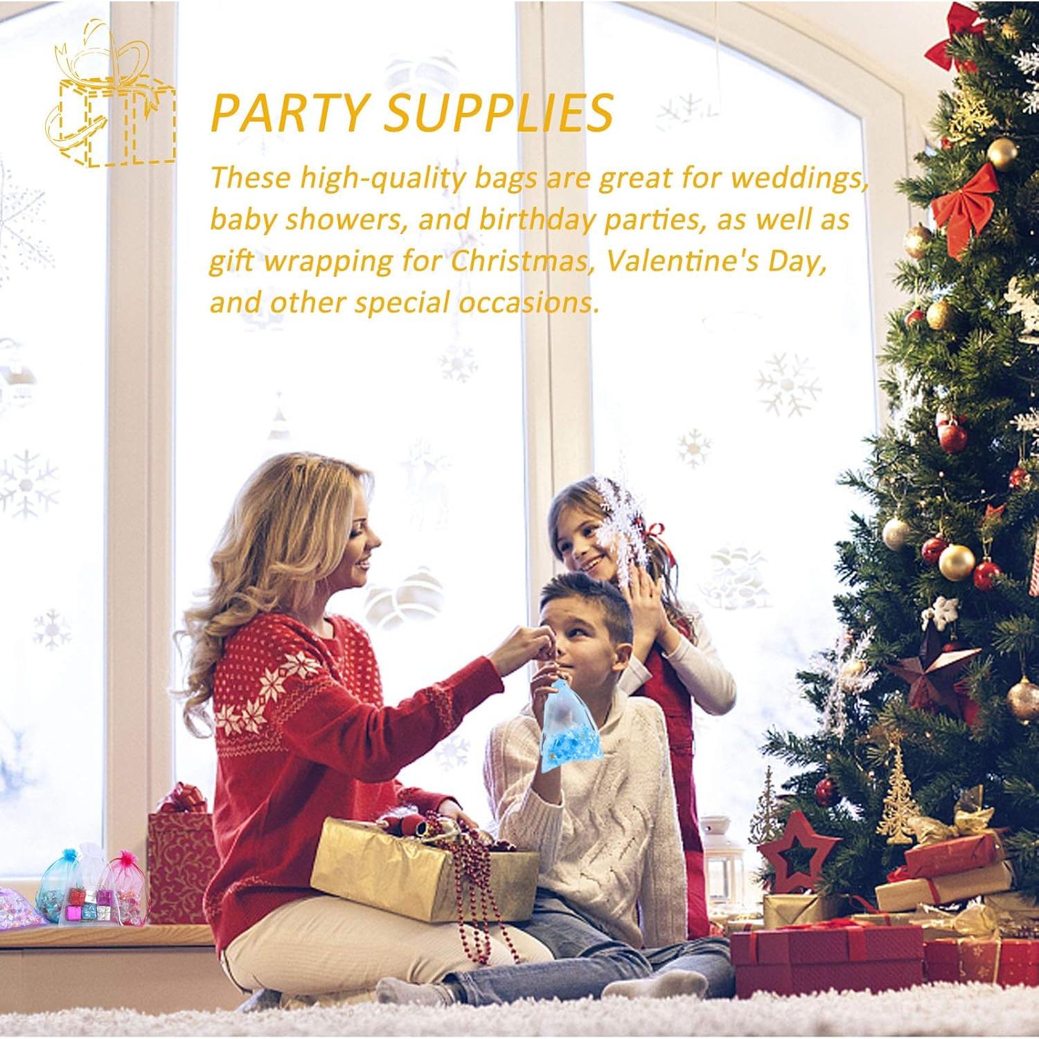 100 Bolsas de Organza Azul 10x15 cm con Cierre para Regalos