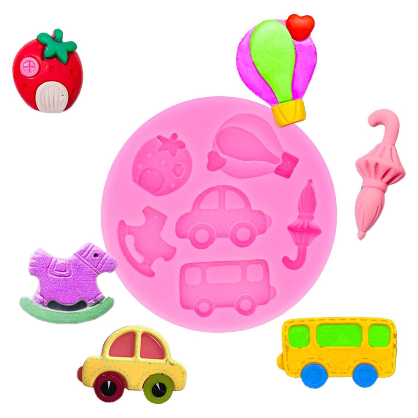 Molde de Silicona 3D Autobús Juguete Grado Alimenticio