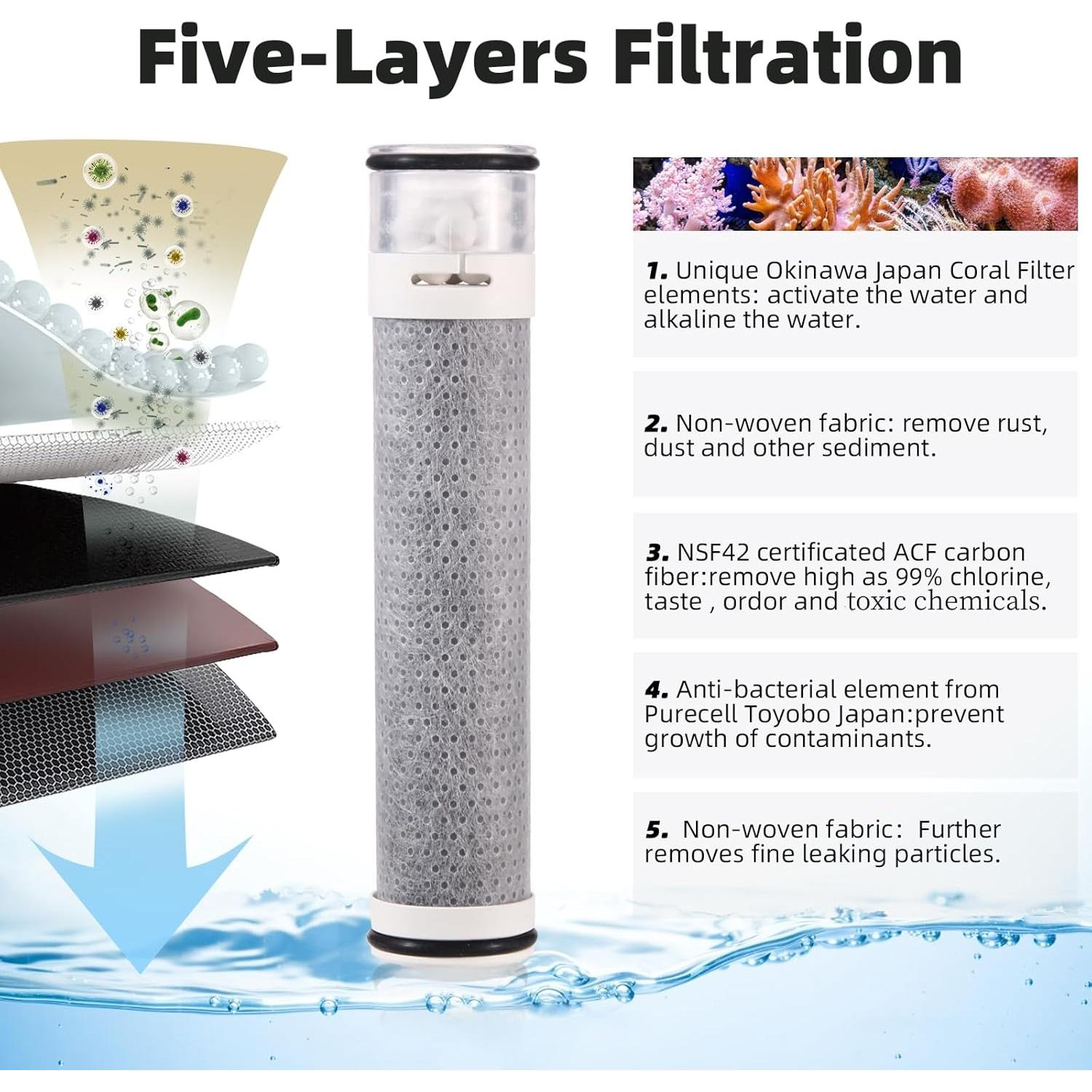 Cabezal de Ducha Filtrante Pure Take PT-818, 5 Modos, 152.4 cm