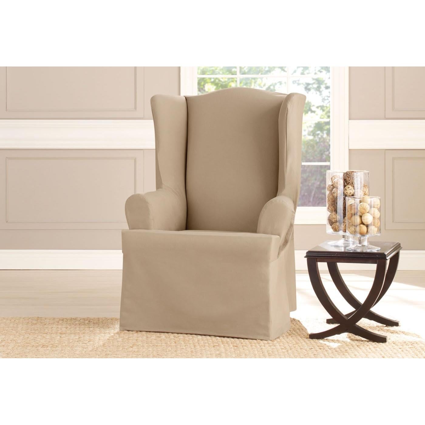 Funda de Silla de Alas SureFit Algodón Pesado Caqui 73.66 cm