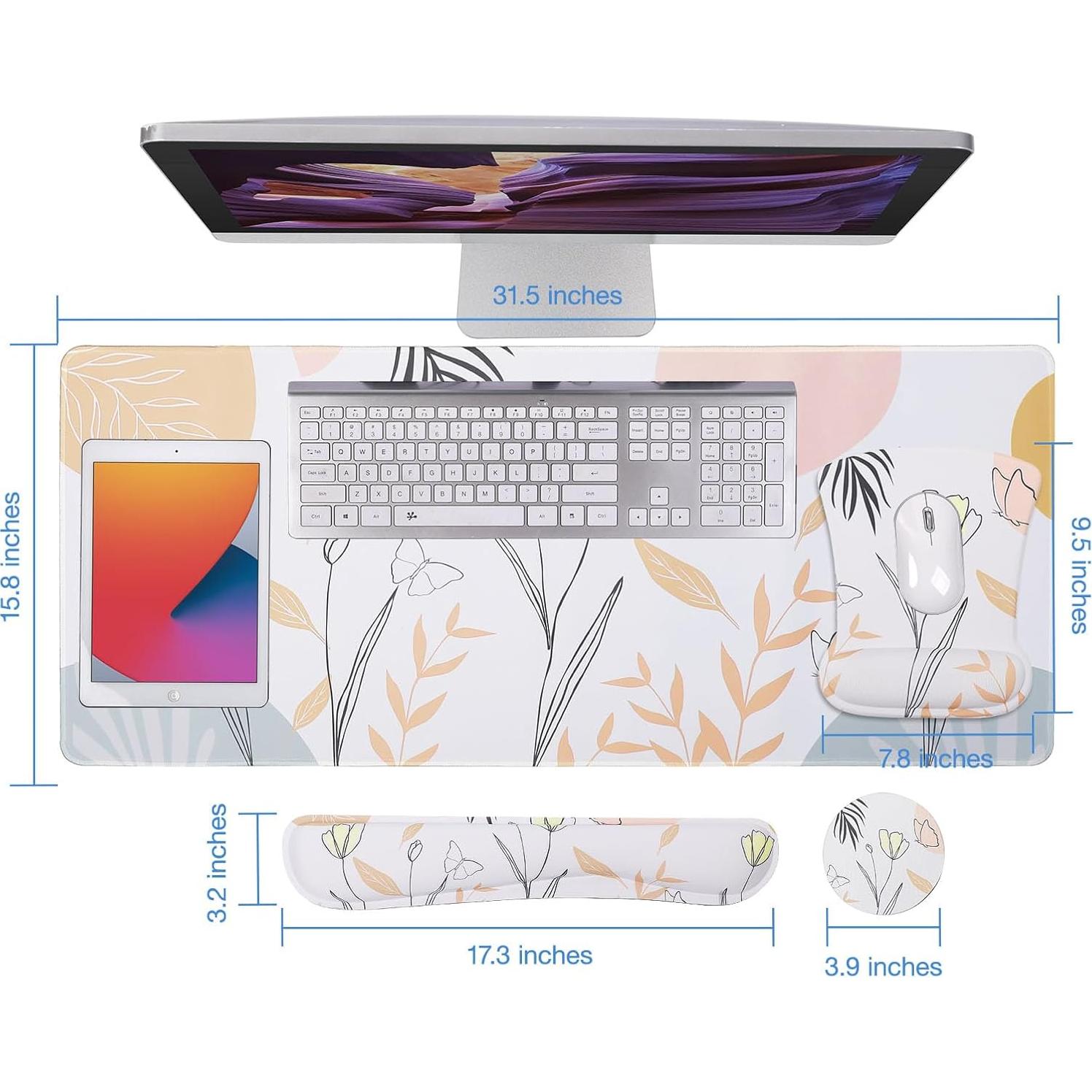 MEGREZ Set Ergonómico 4-en-1: Alfombrilla y Reposamuñecas