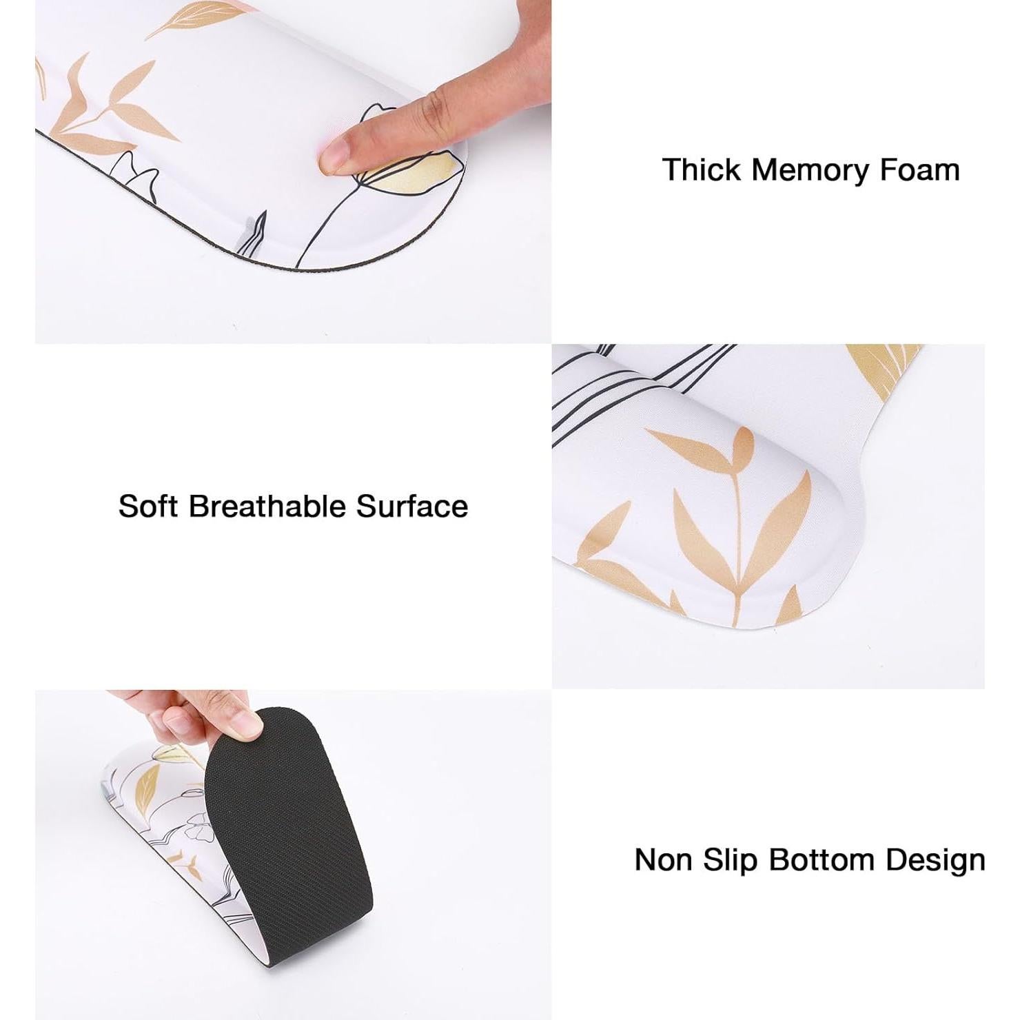 MEGREZ Set Ergonómico 4-en-1: Alfombrilla y Reposamuñecas