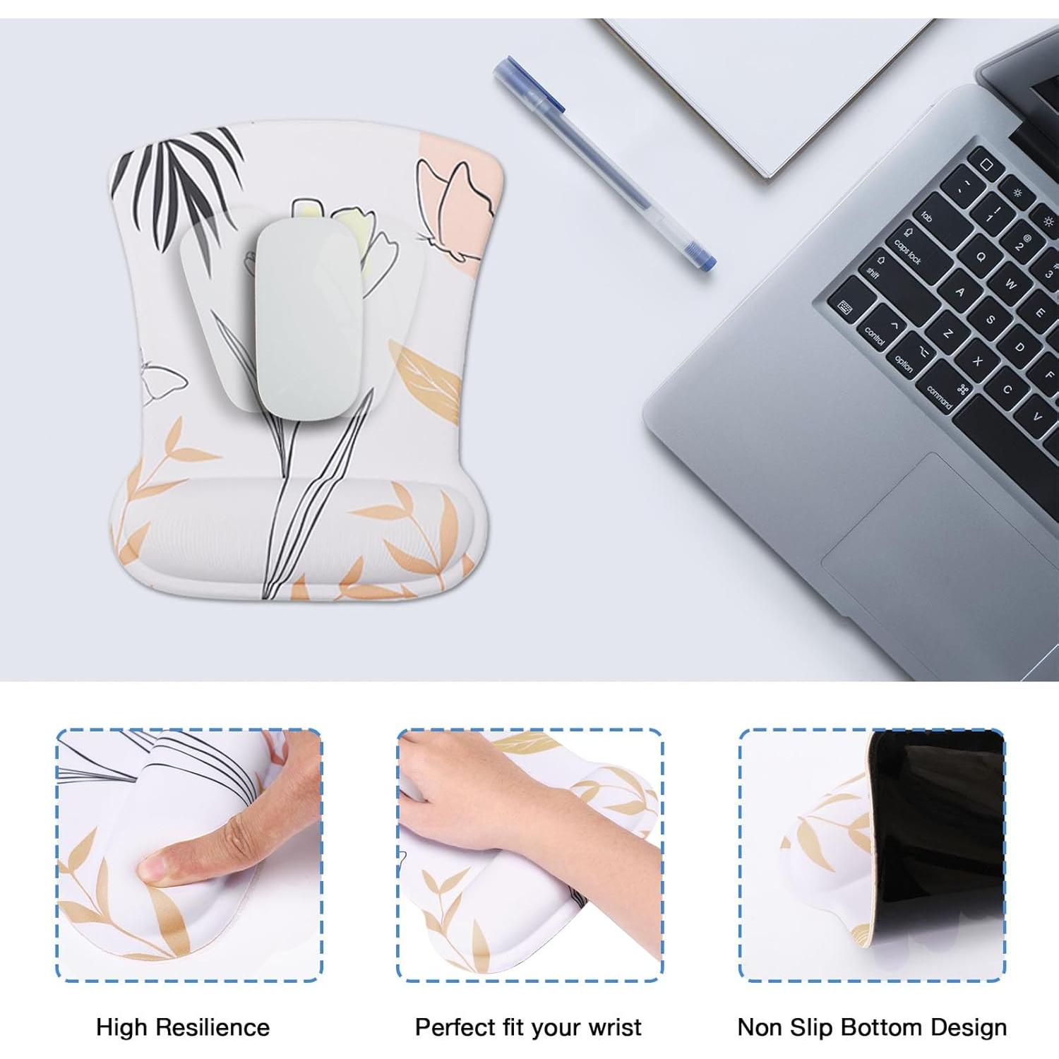 MEGREZ Set Ergonómico 4-en-1: Alfombrilla y Reposamuñecas