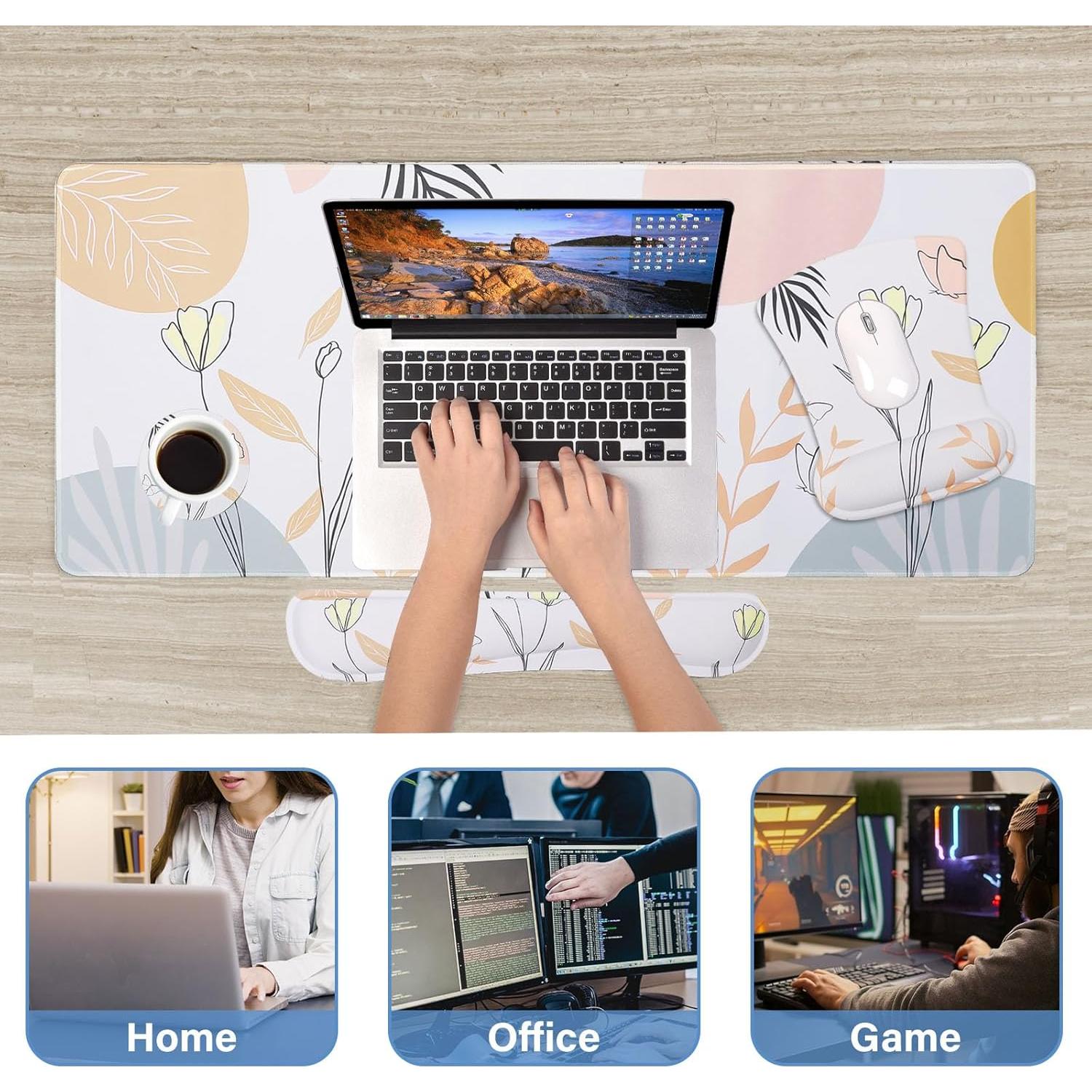 MEGREZ Set Ergonómico 4-en-1: Alfombrilla y Reposamuñecas