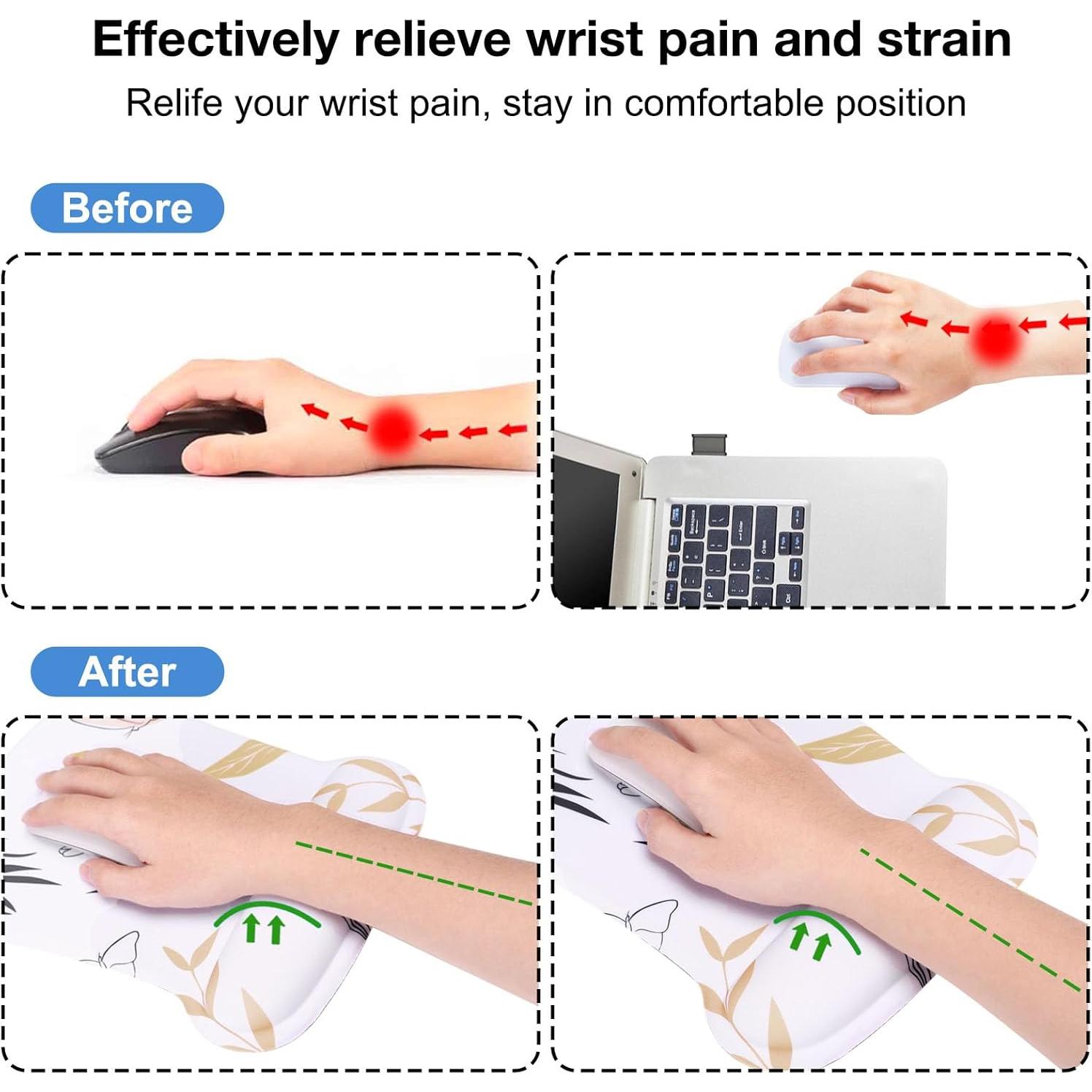 MEGREZ Set Ergonómico 4-en-1: Alfombrilla y Reposamuñecas