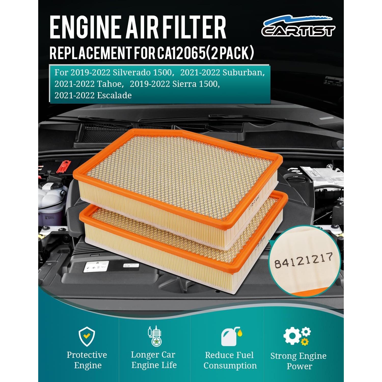 Filtro de aire Cartist para Chevrolet Silverado 2019-2025