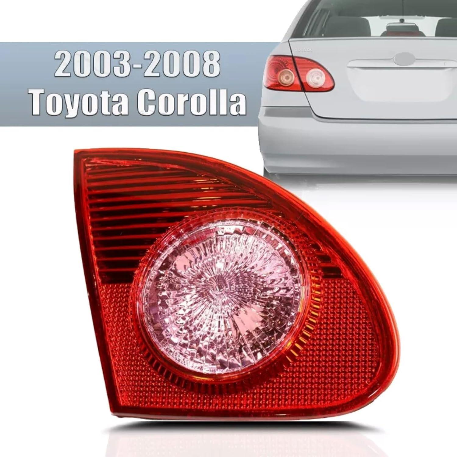 YLT AUTO Body Reverse Inside Rear Tail Light One (LH) Clear Red Lens Replacement Fit 2003-2008 for Toyota Corolla 8168102030 TO2886102 Inner Brake Lamp