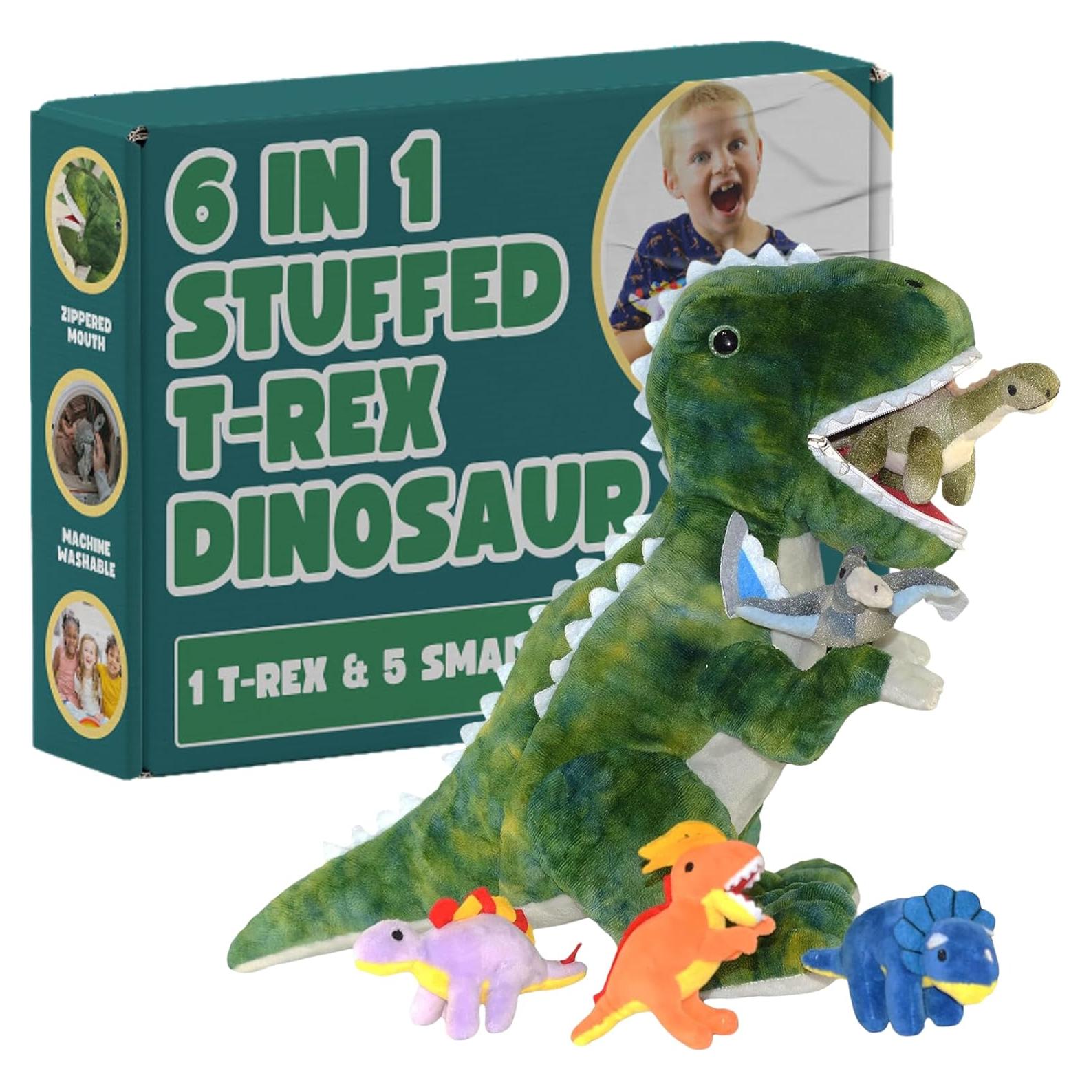 Peluche Dinosaurio T-Rex DreamsBe con 5 Dinos para Niños