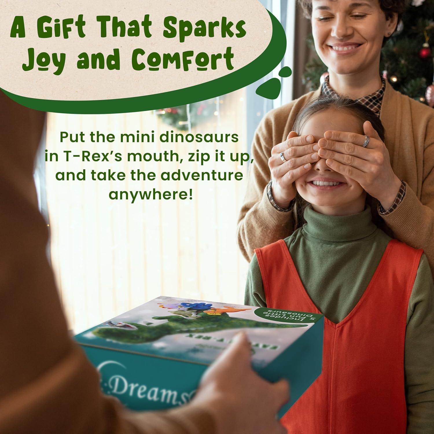 Peluche Dinosaurio T-Rex DreamsBe con 5 Dinos para Niños