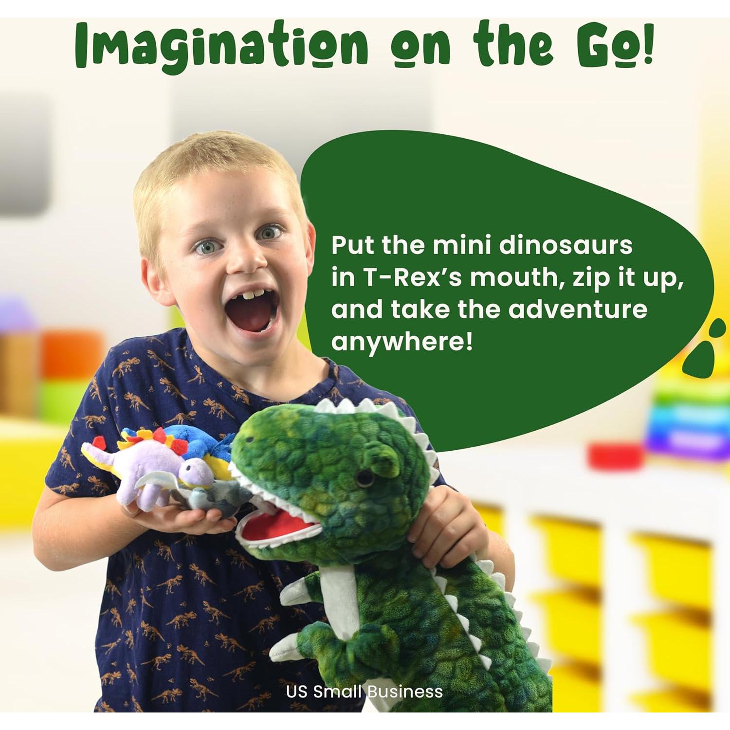 Peluche Dinosaurio T-Rex DreamsBe con 5 Dinos para Niños