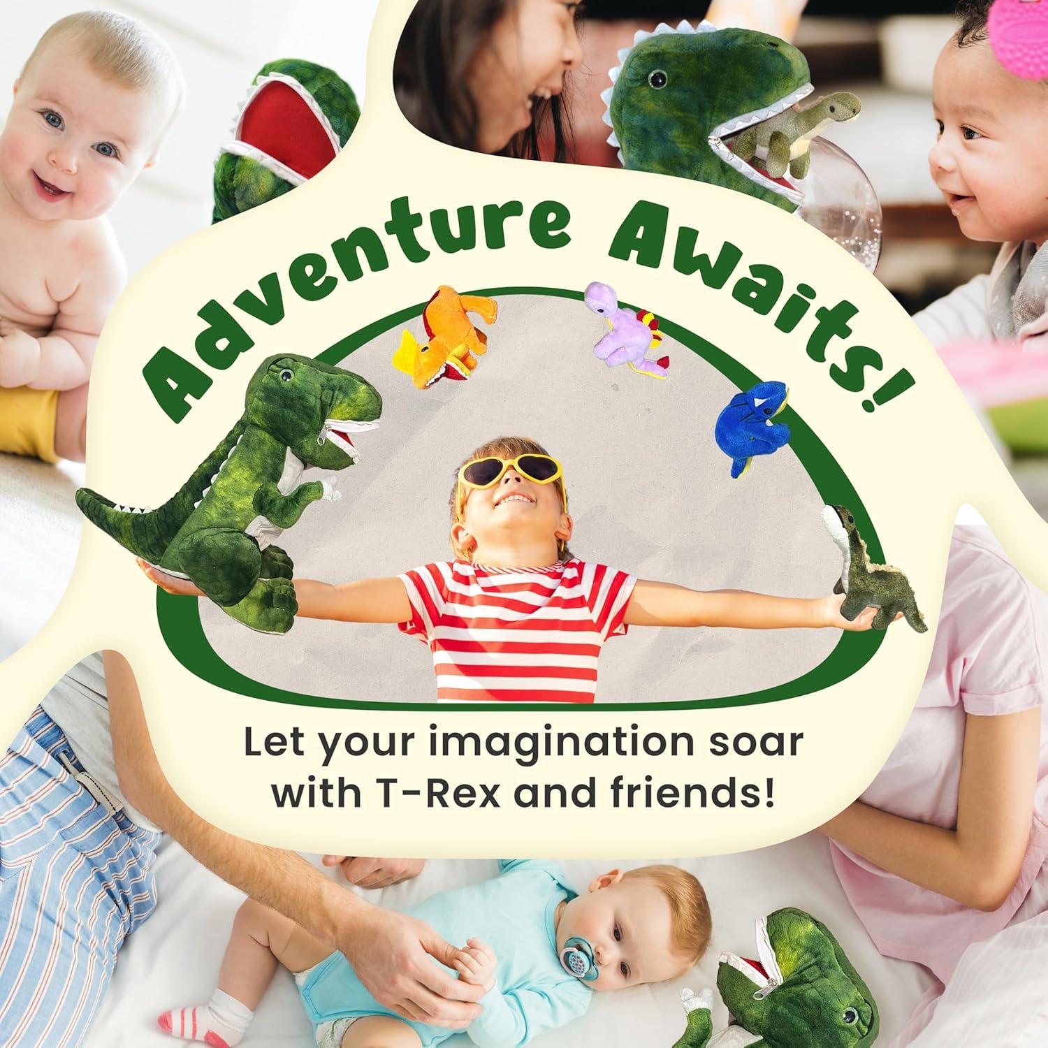 Peluche Dinosaurio T-Rex DreamsBe con 5 Dinos para Niños