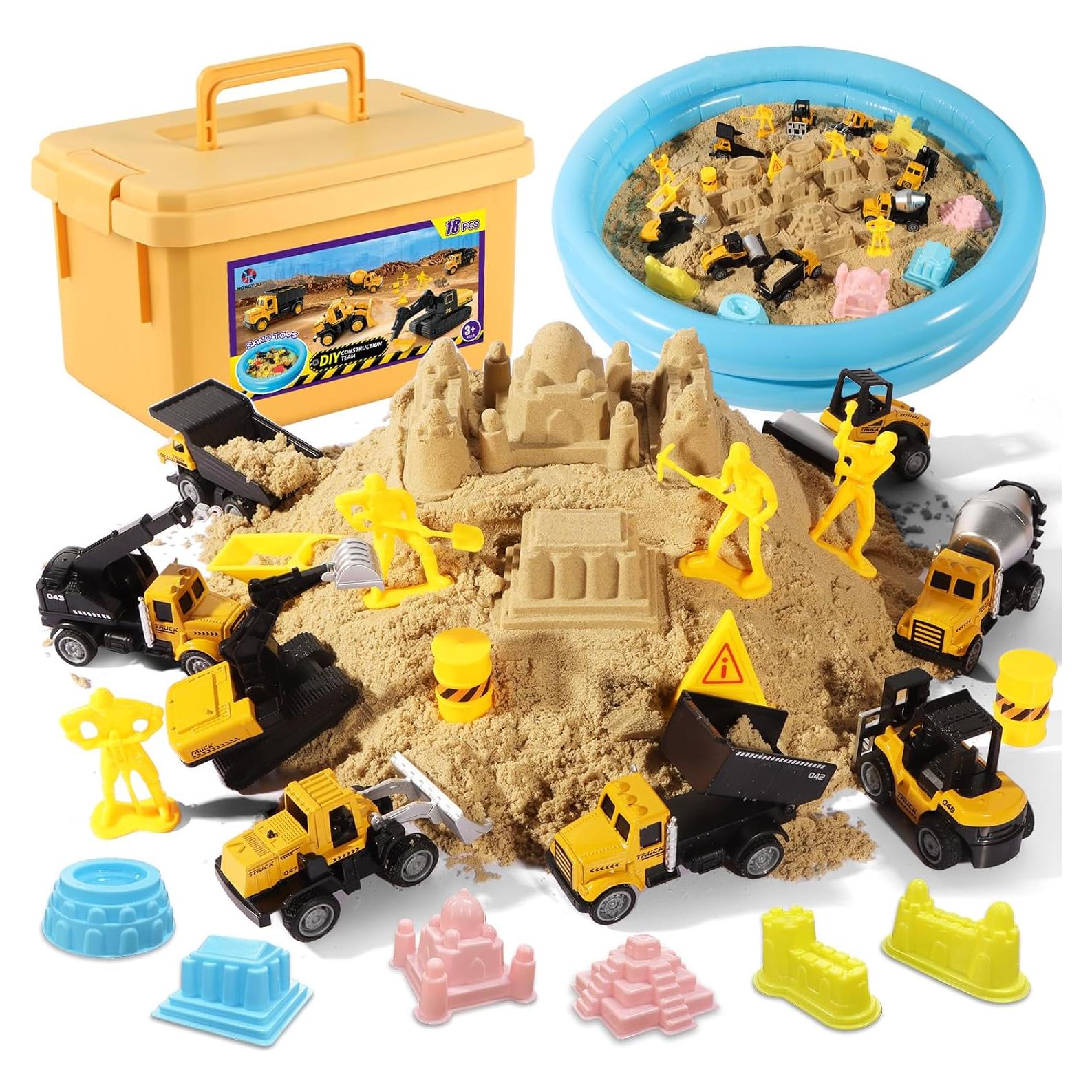 Kit de Arena de Construcción HONGTUO con 8 Vehículos y Moldes