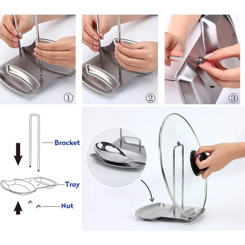 Soporte para Tapa de Olla y Reposapucheros ZYHOAOE Acero Inoxidable