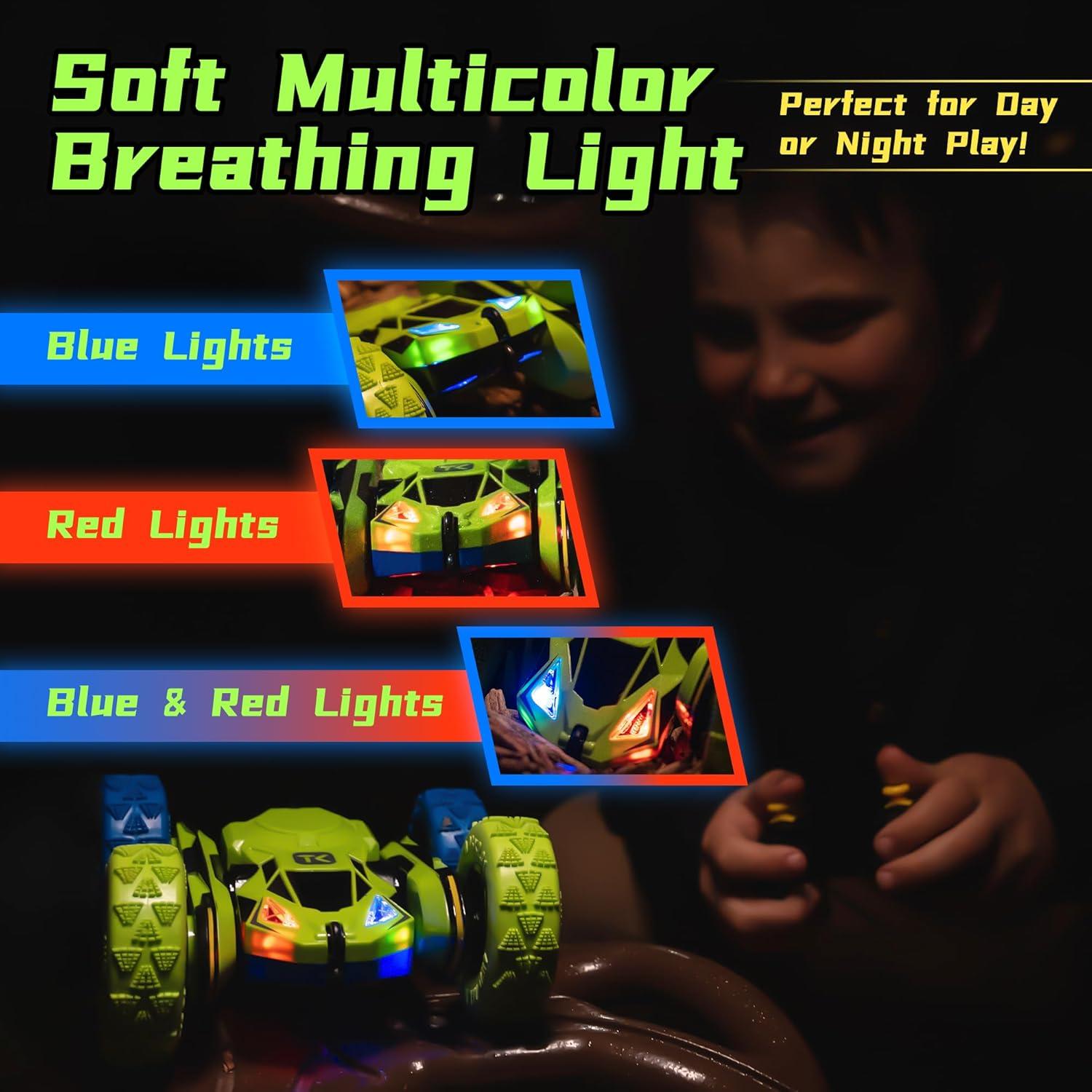 Coche RC Acrobático Threeking Verde 360° Doble Lado