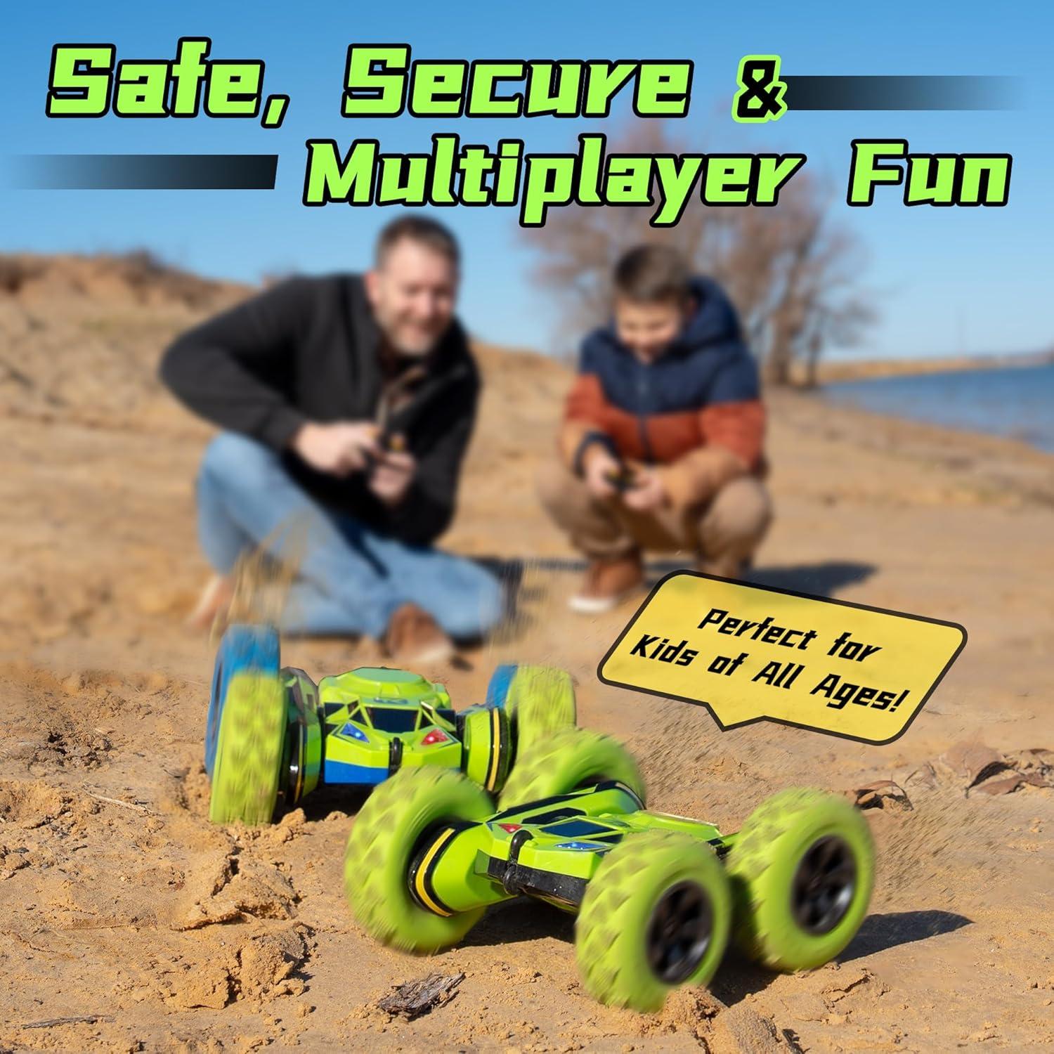 Coche RC Acrobático Threeking Verde 360° Doble Lado