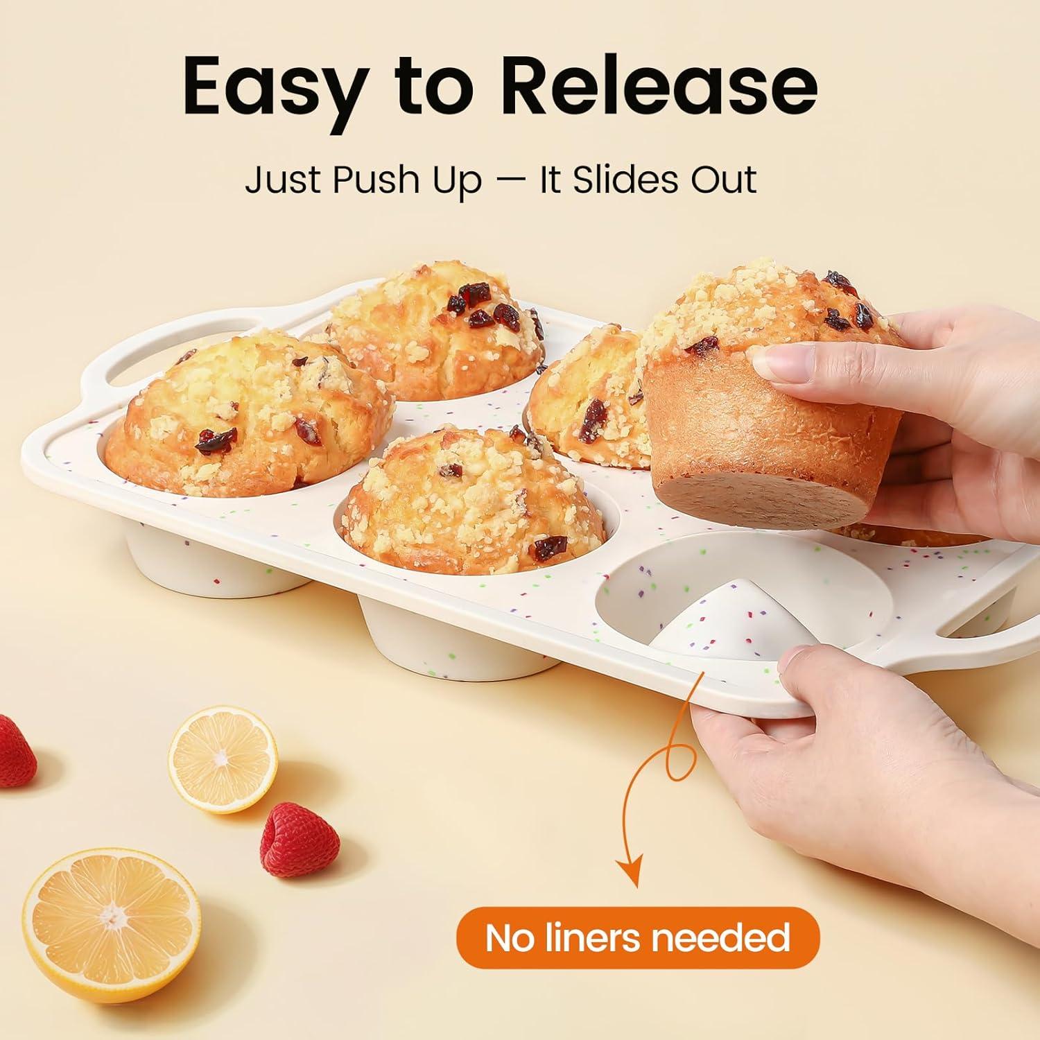 Molde de Muffin Jumbo Fimary de Silicona 6 Tazas Antiadherente