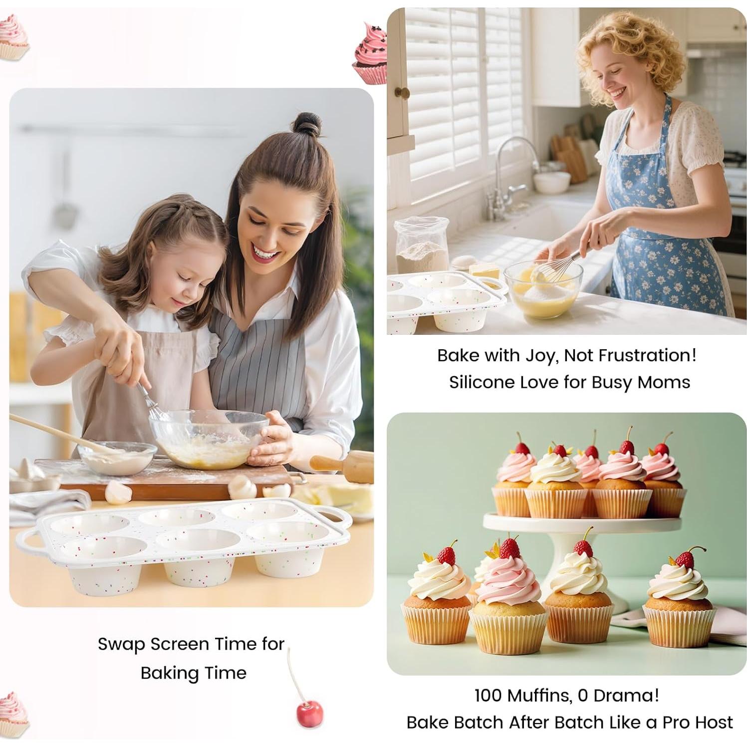 Molde de Muffin Jumbo Fimary de Silicona 6 Tazas Antiadherente