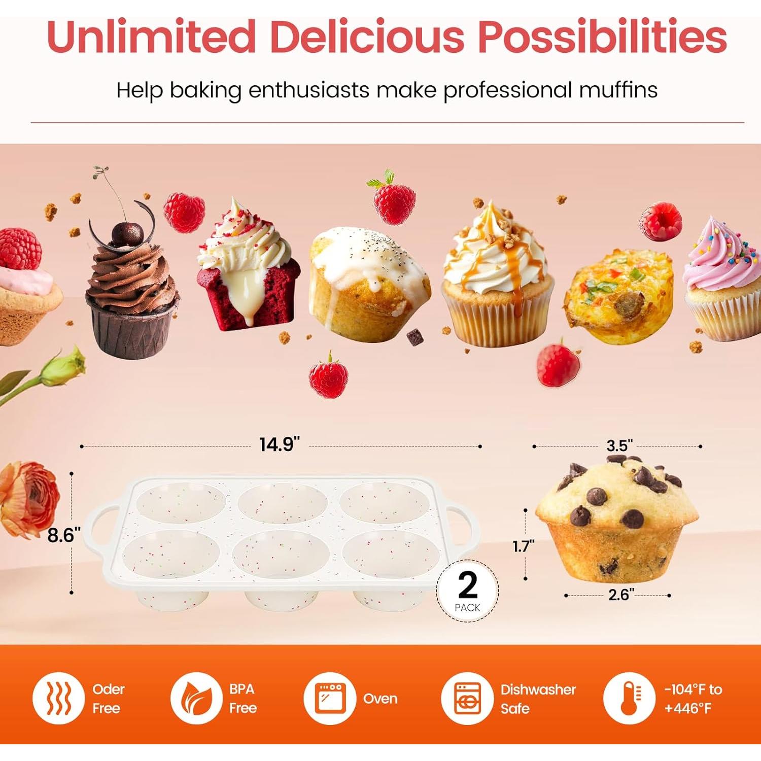 Molde de Muffin Jumbo Fimary de Silicona 6 Tazas Antiadherente