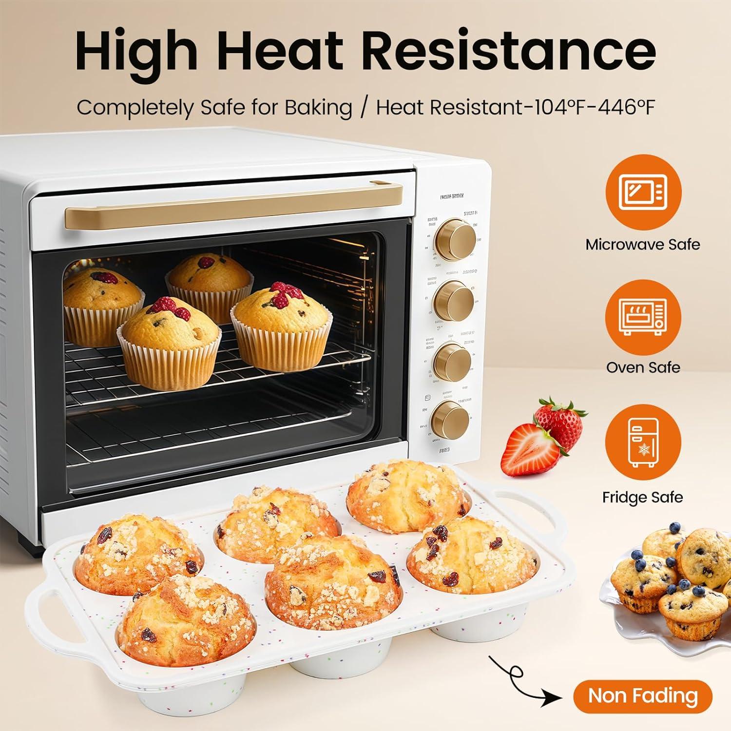 Molde de Muffin Jumbo Fimary de Silicona 6 Tazas Antiadherente