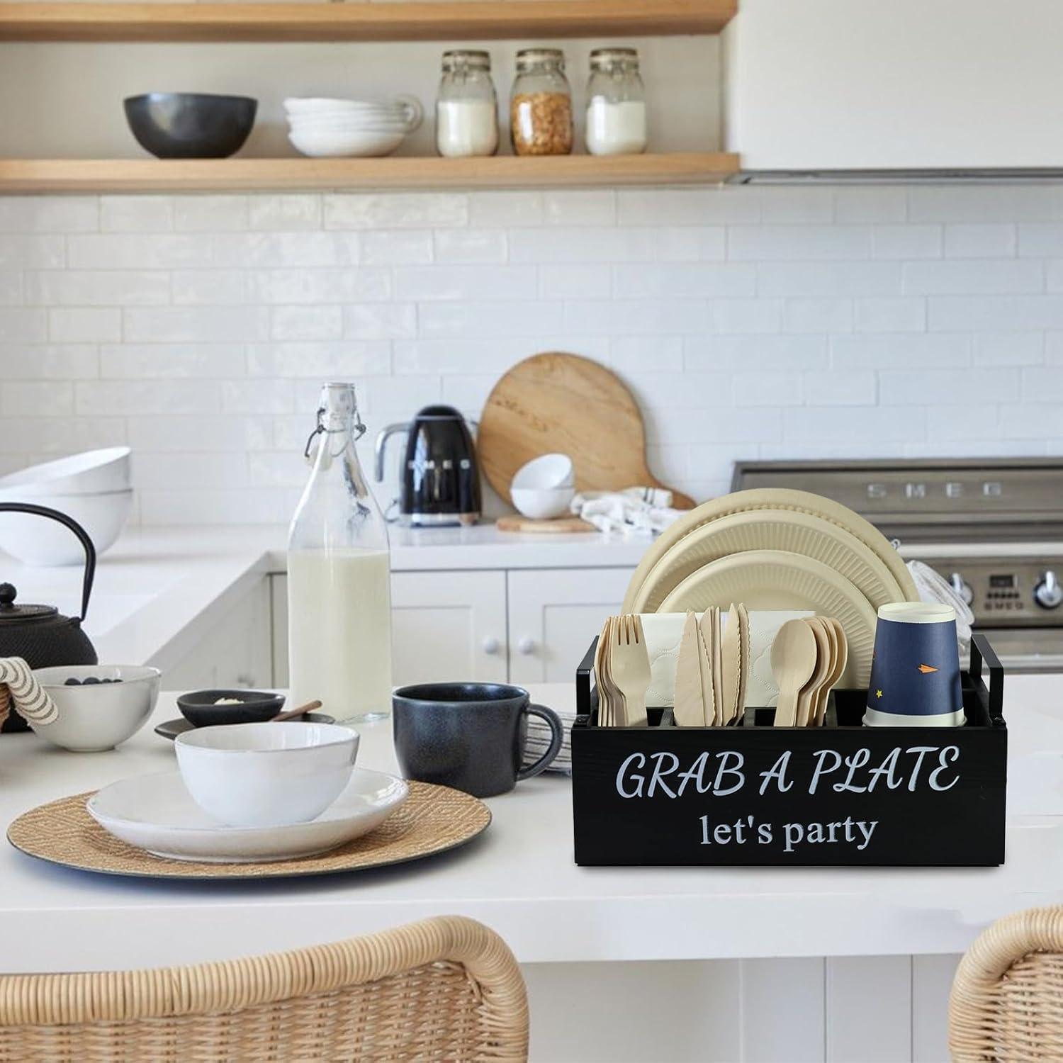 Soporte para Platos de Papel QUALLON - 6 Compartimentos Madera