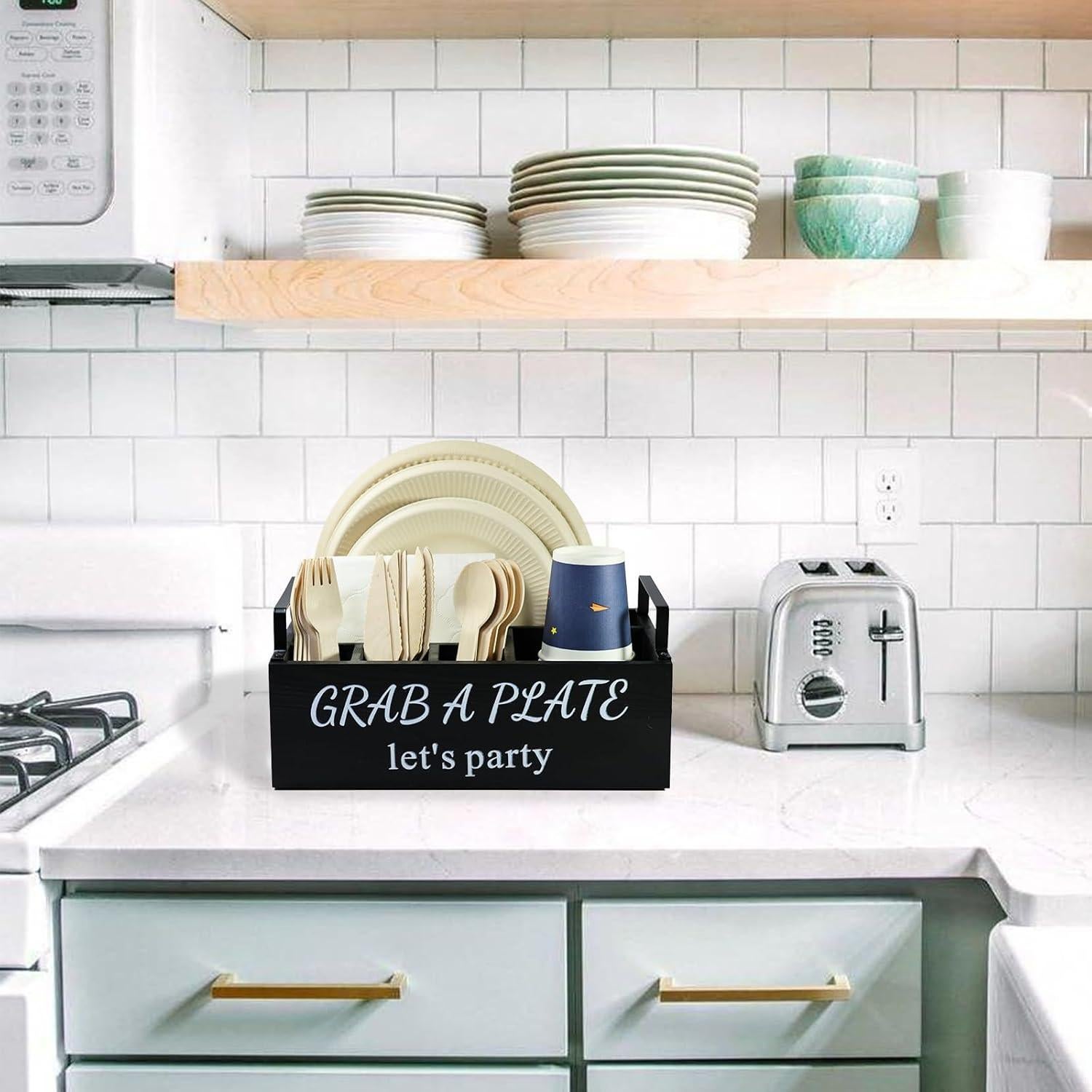 Soporte para Platos de Papel QUALLON - 6 Compartimentos Madera