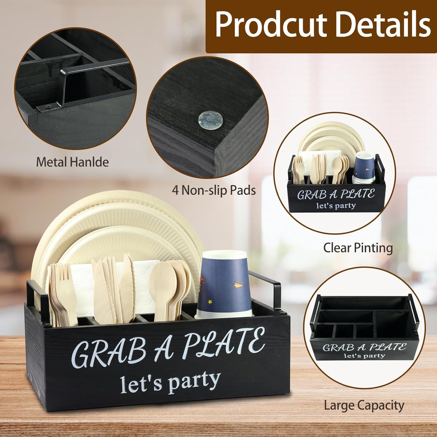 Soporte para Platos de Papel QUALLON - 6 Compartimentos Madera