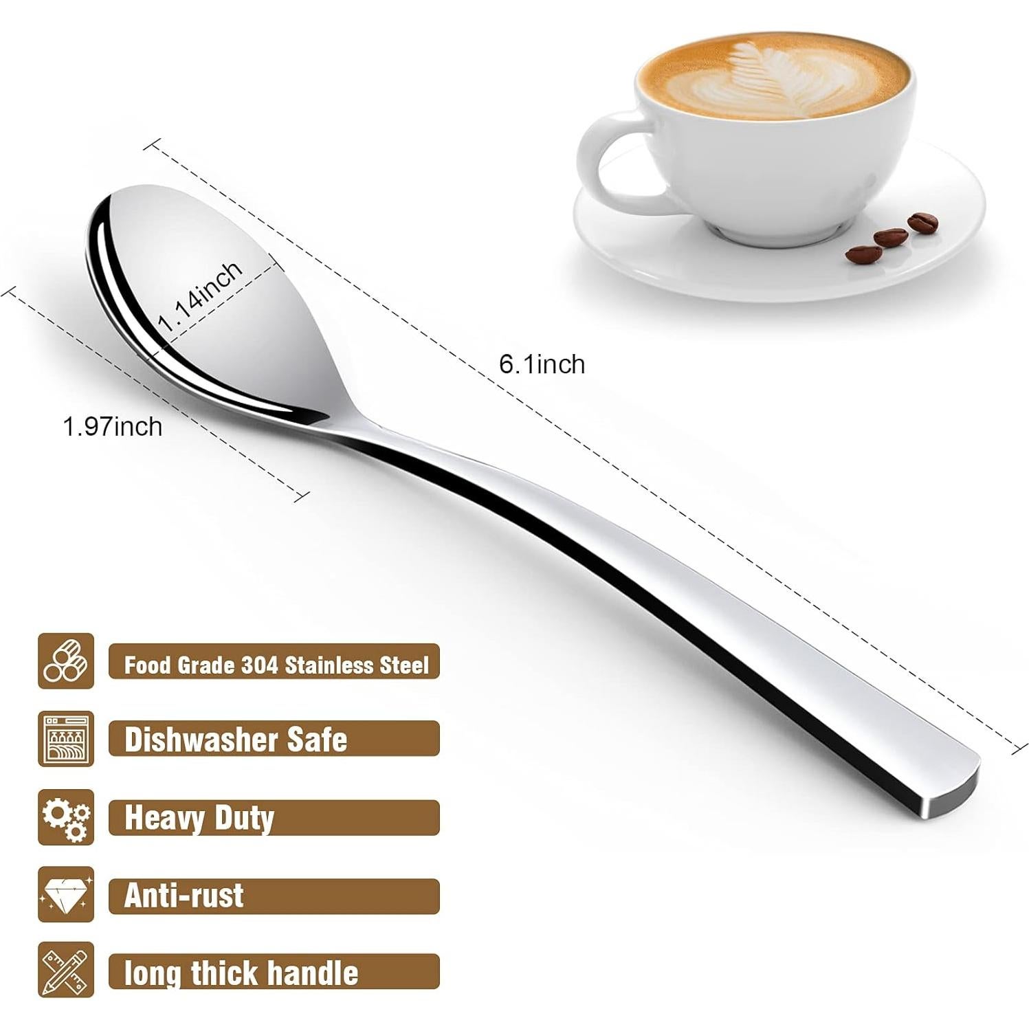 Juego de 2 Cucharas de Café GLAMFIELDS Acero Inoxidable 15.24 cm