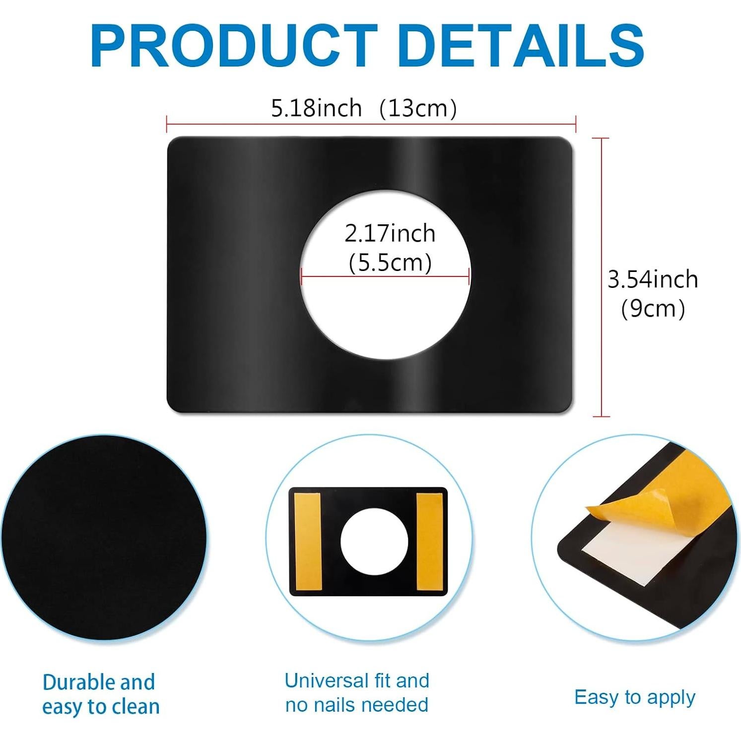 Placa de Refuerzo para Pomo de Puerta ALEXPRE 8 Paquetes Negra